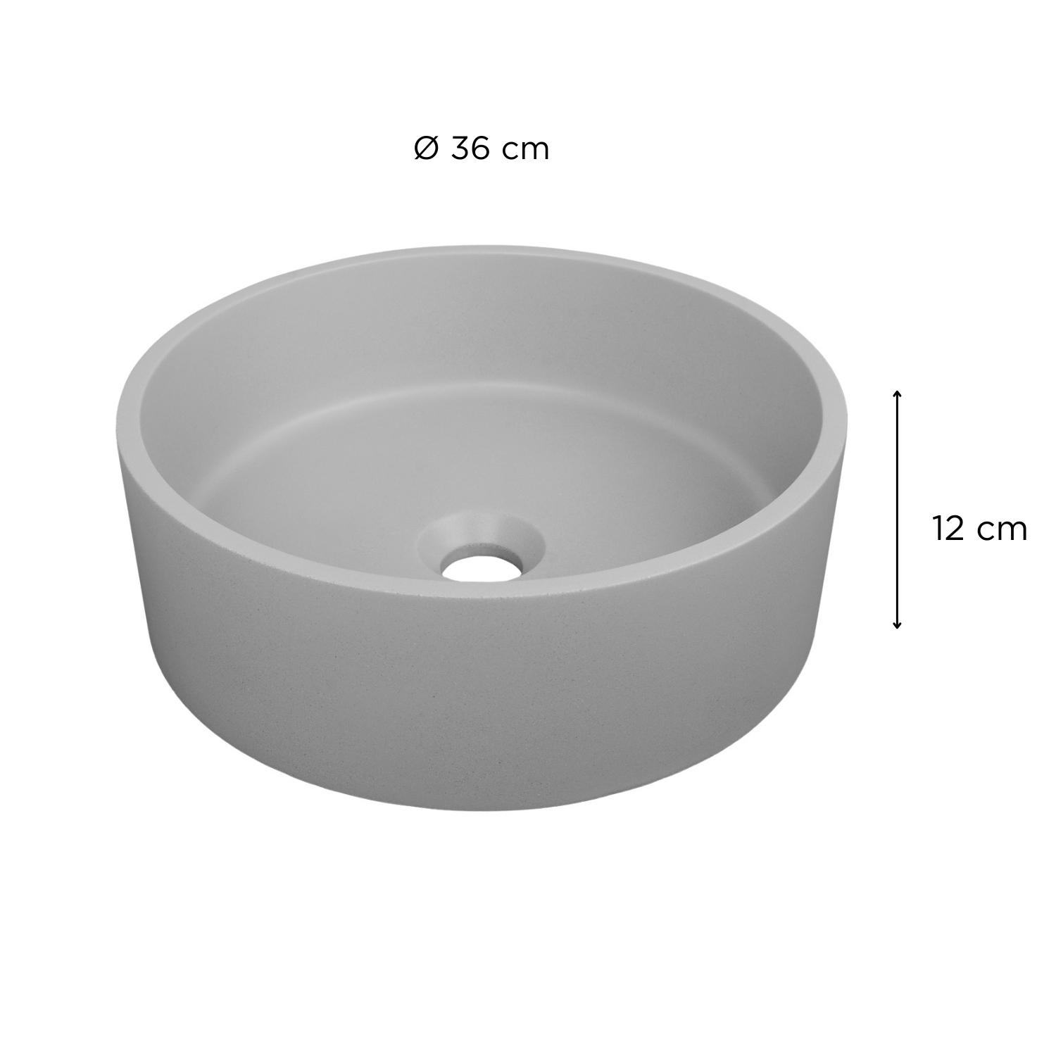 Vasque à poser ronde en béton gris 36x36cm