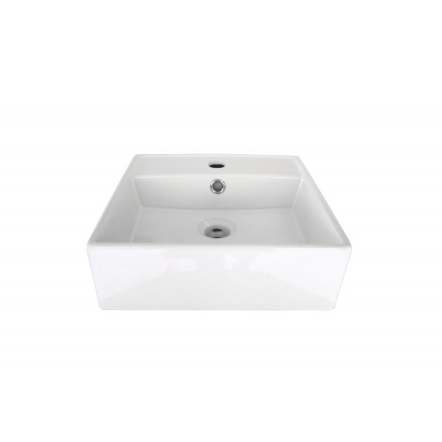 Vasque carrée à poser en céramique blanche 38 cm - NINO - Vue sur fond blanc