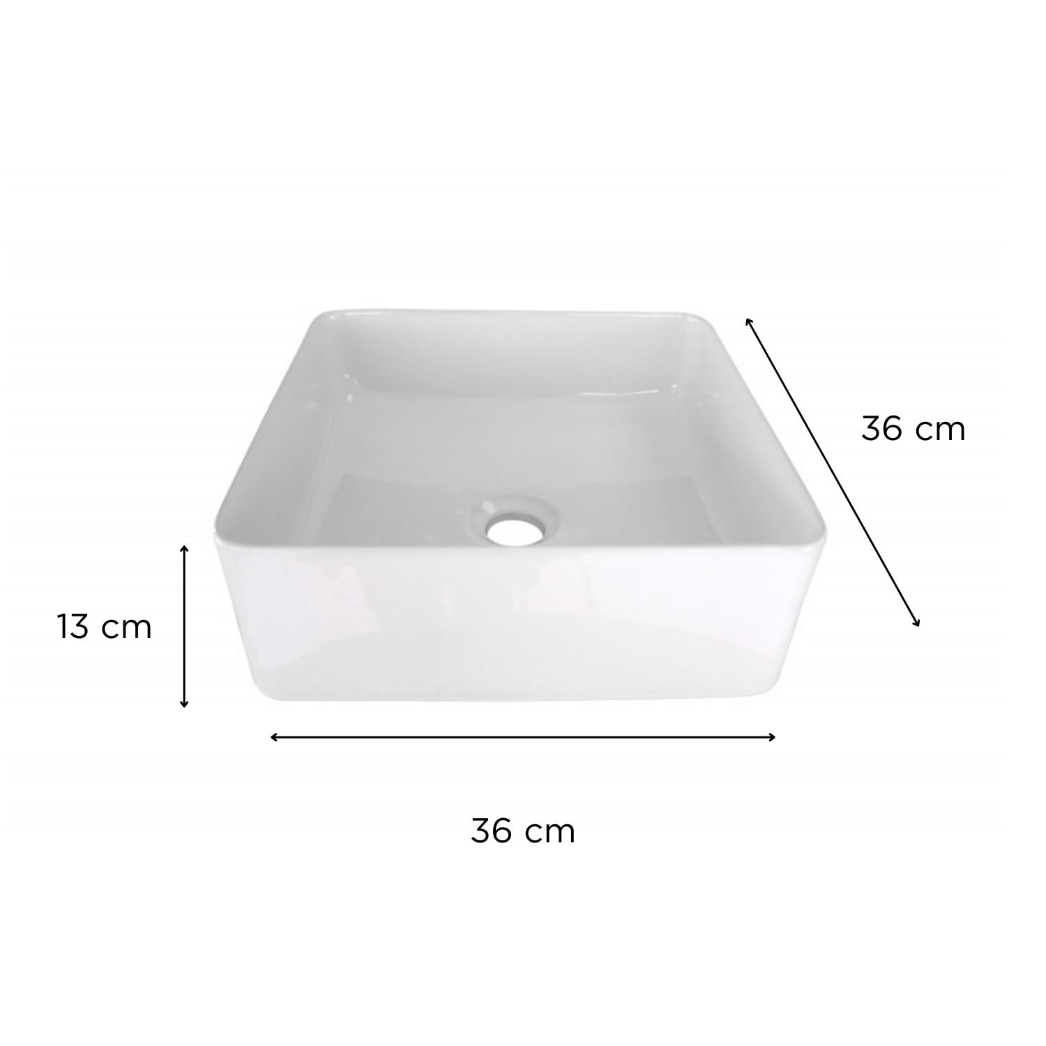 Vasque à poser carrée en céramique blanche 36cm