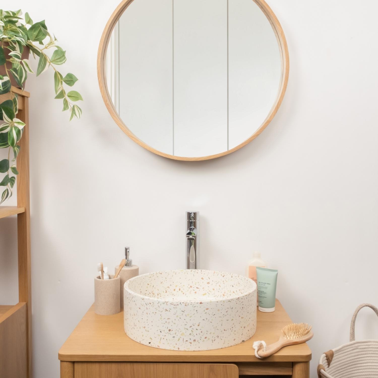 Vasque à poser ronde en terrazzo 36cm