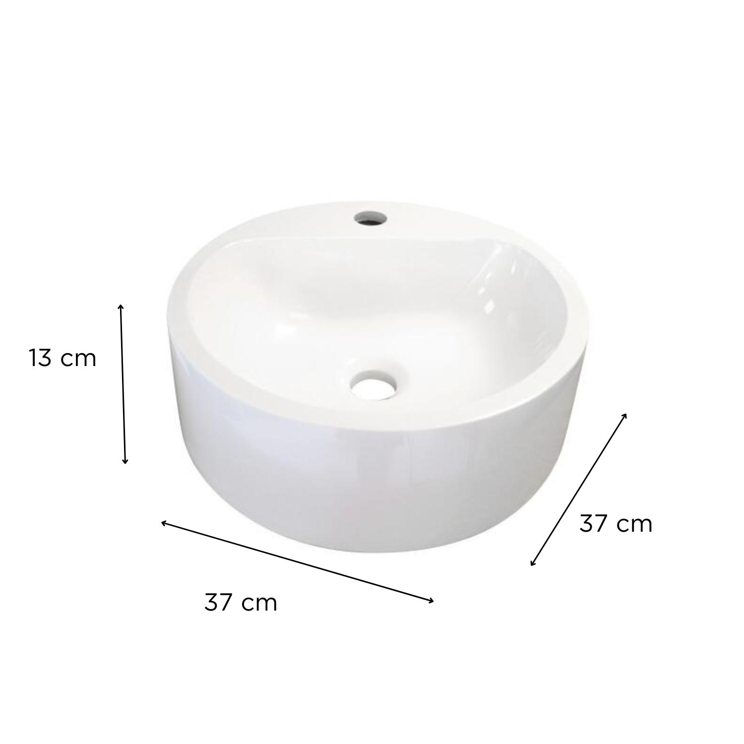 Vasque ronde à poser en résine blanche 37 cm NORI