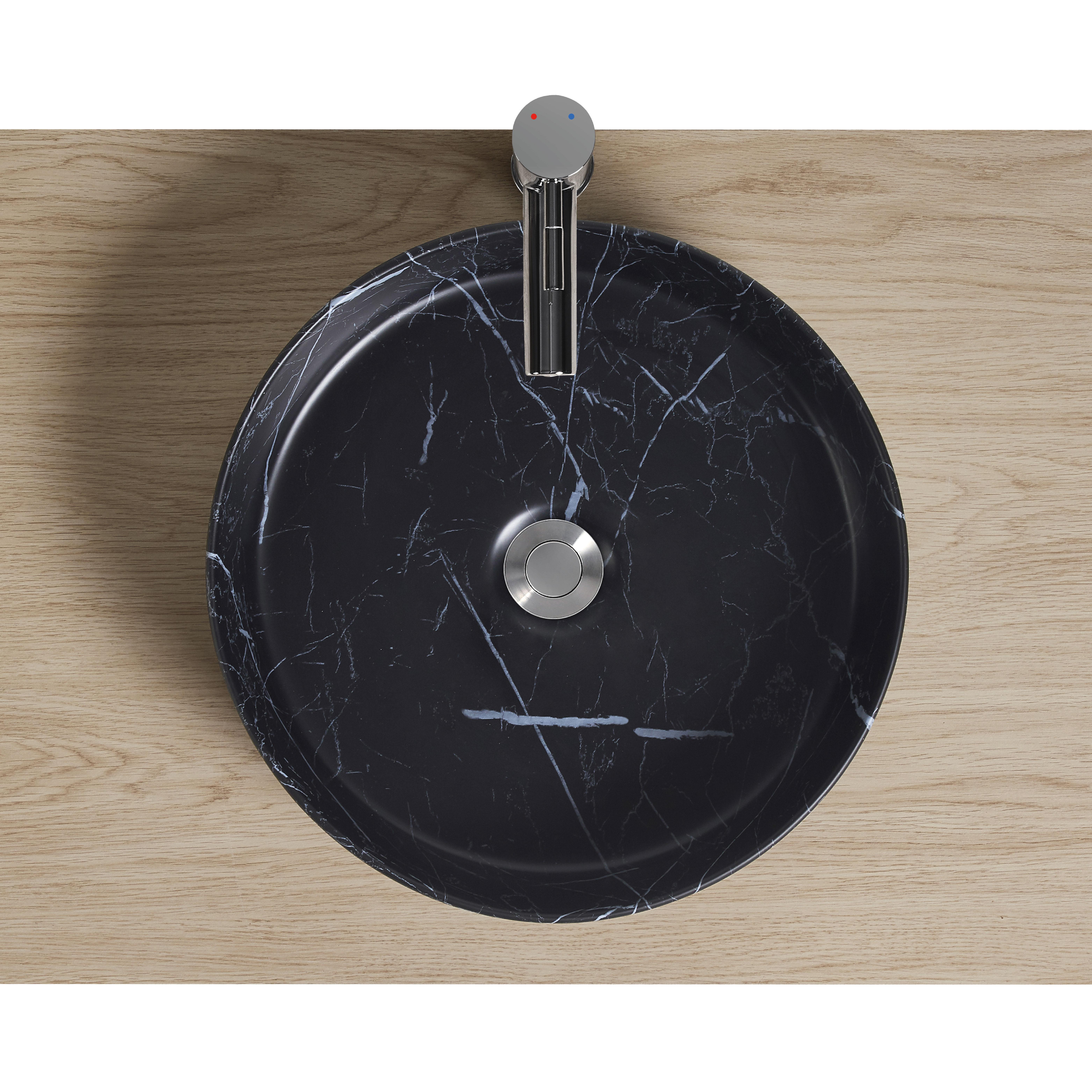 Vasque à poser ronde en céramique effet marbre D38cm
