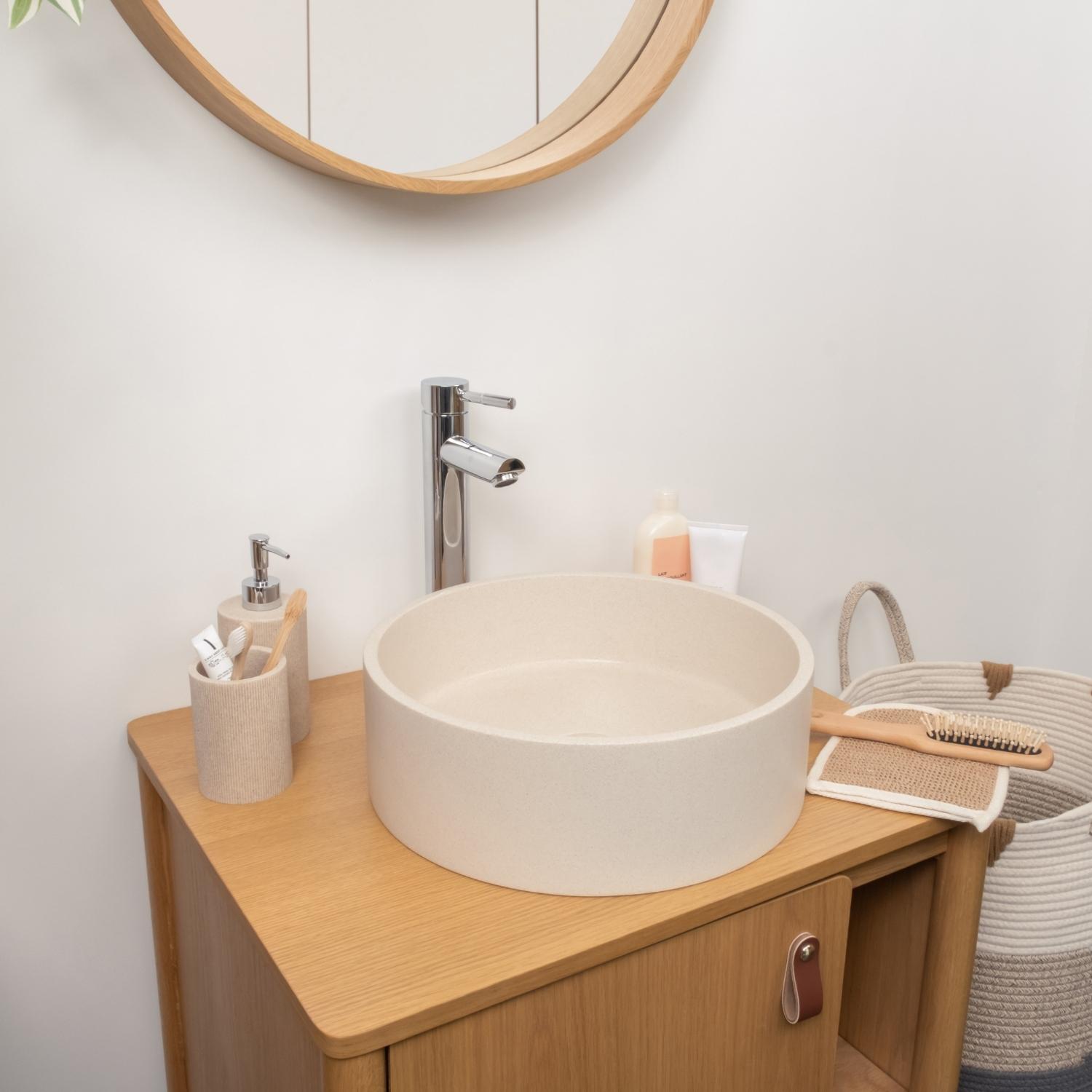 Vasque à poser ronde en grès 36cm