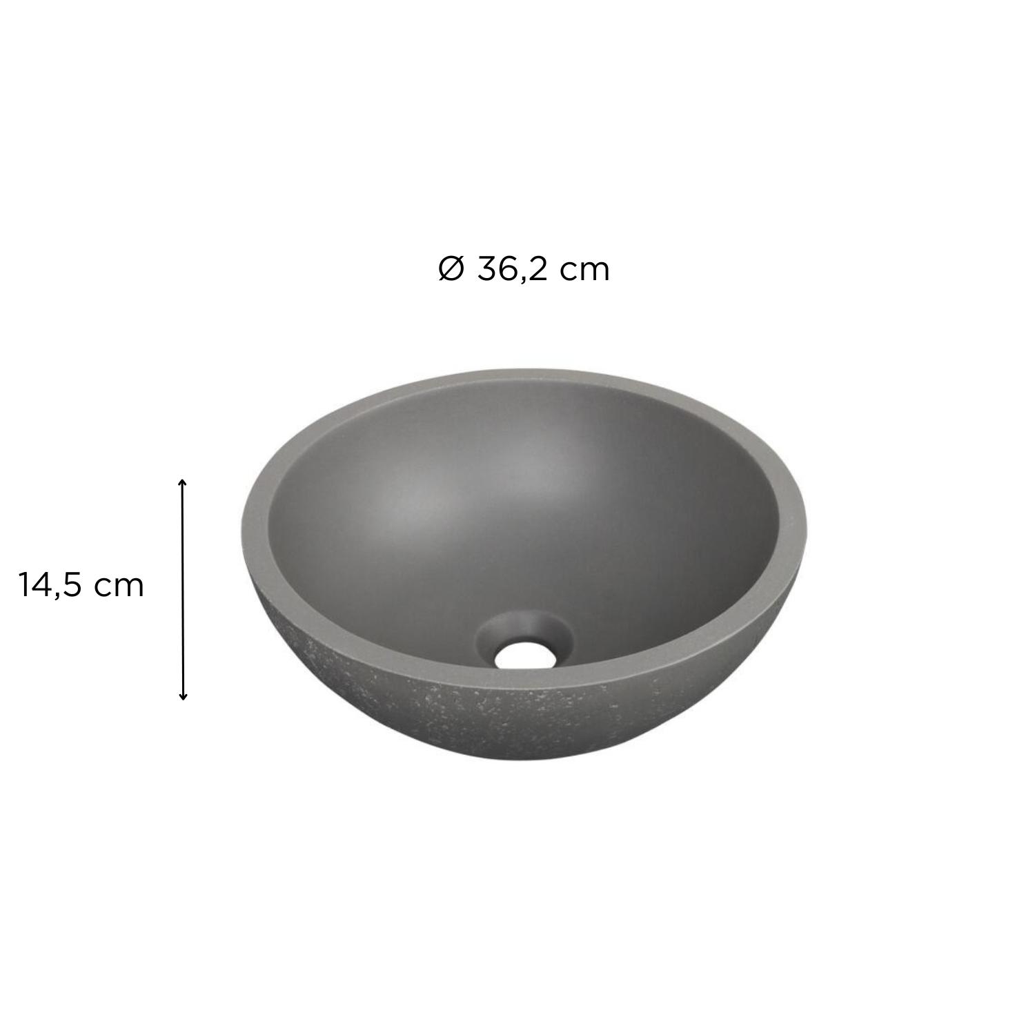 Vasque à poser bol en béton travertin 36,2cm