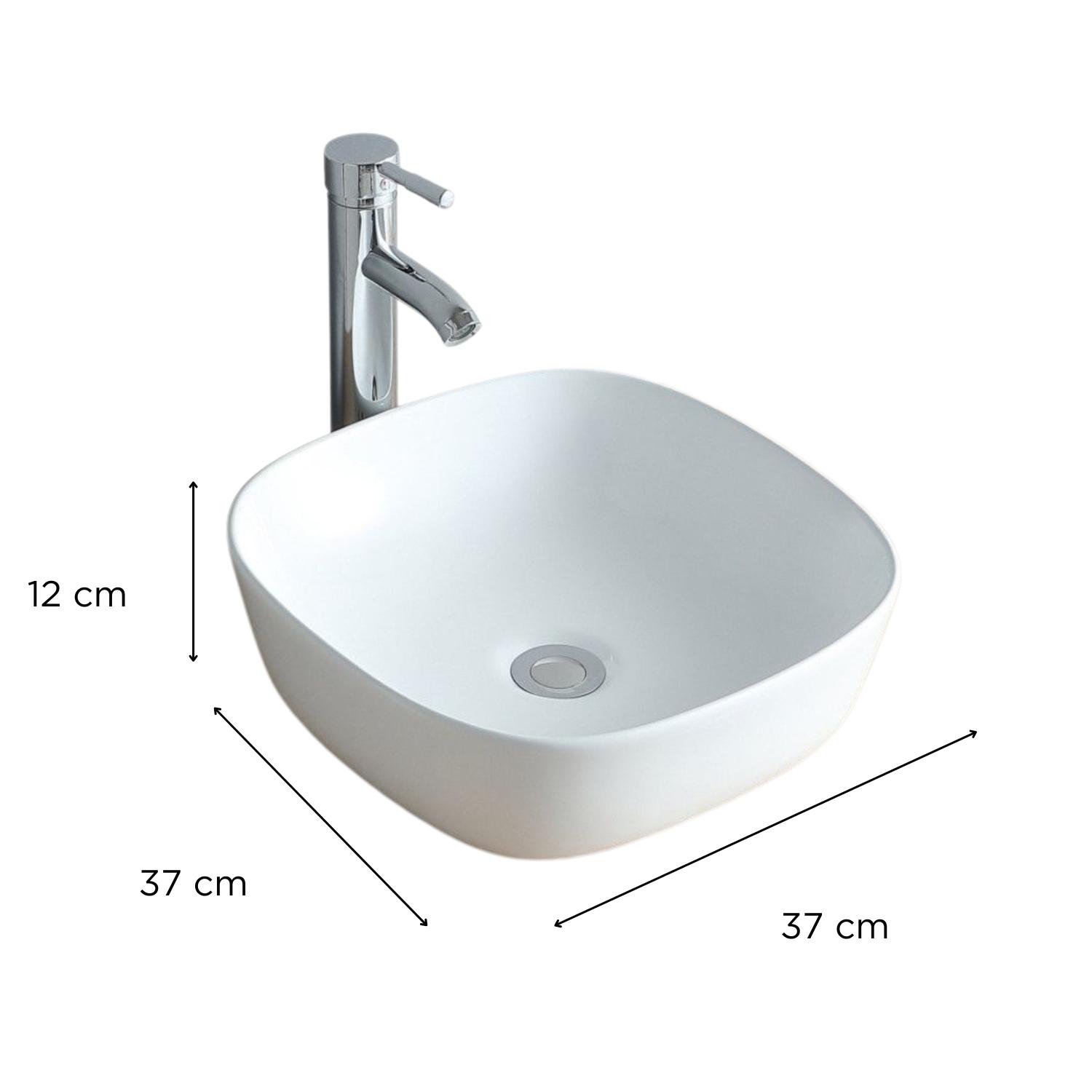 Vasque à poser carrée en céramique 37cm