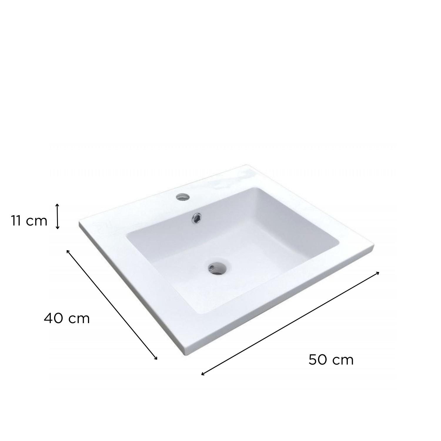 Vasque à encastrer rectangule en résine blanche 50x40cm