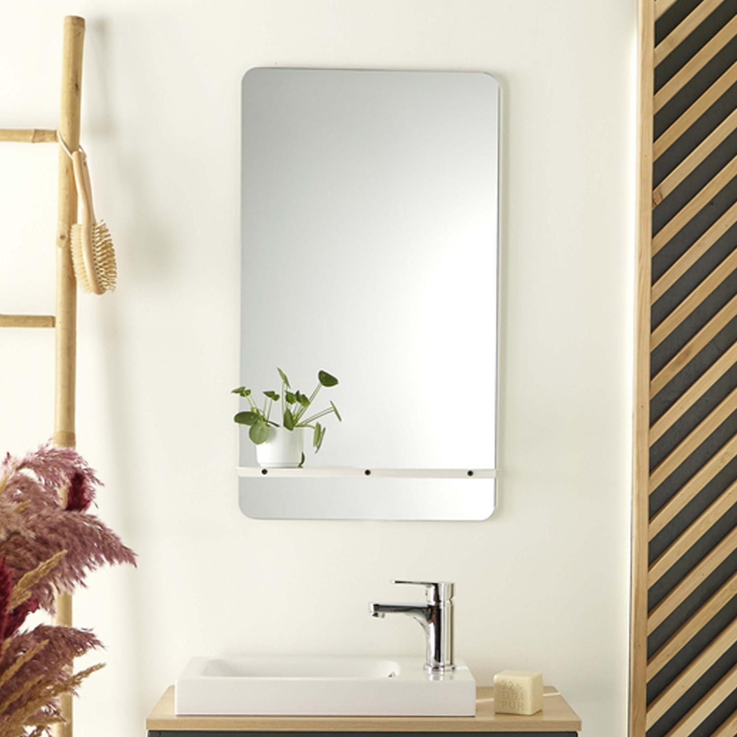 Miroir rectangulaire avec tablette noire 40 x 70 cm SIMONA