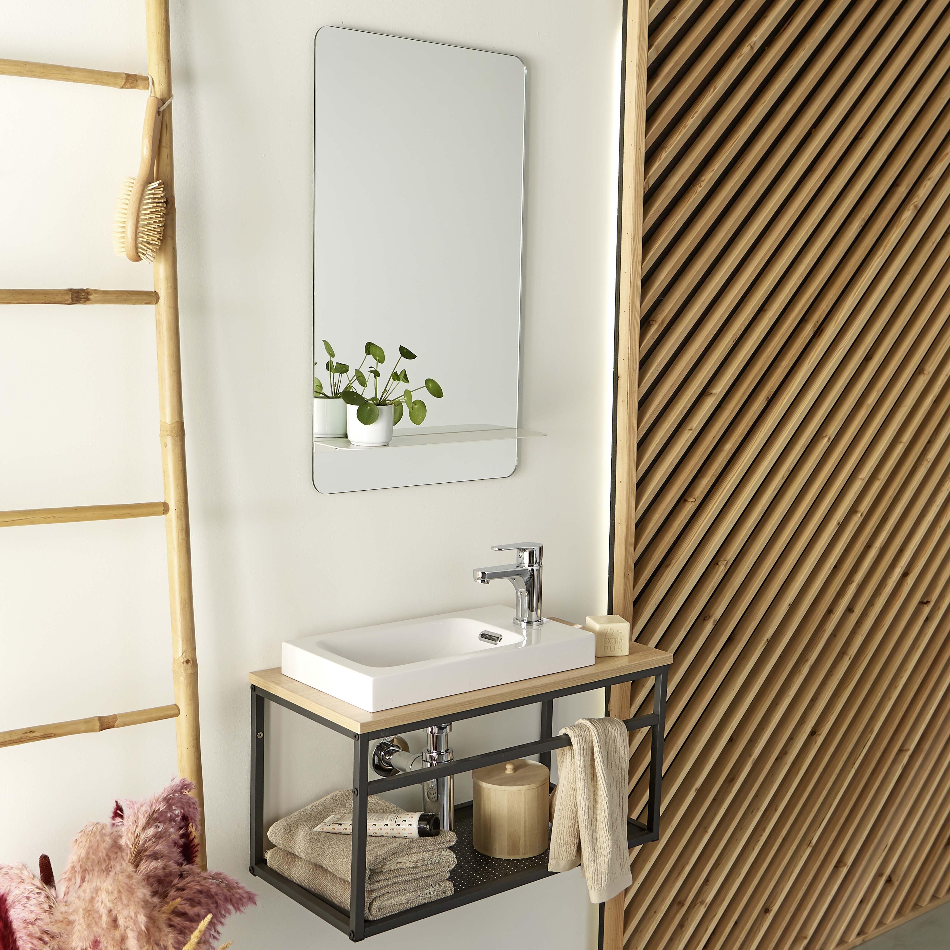 Miroir rectangulaire avec tablette noire 40 x 70 cm SIMONA