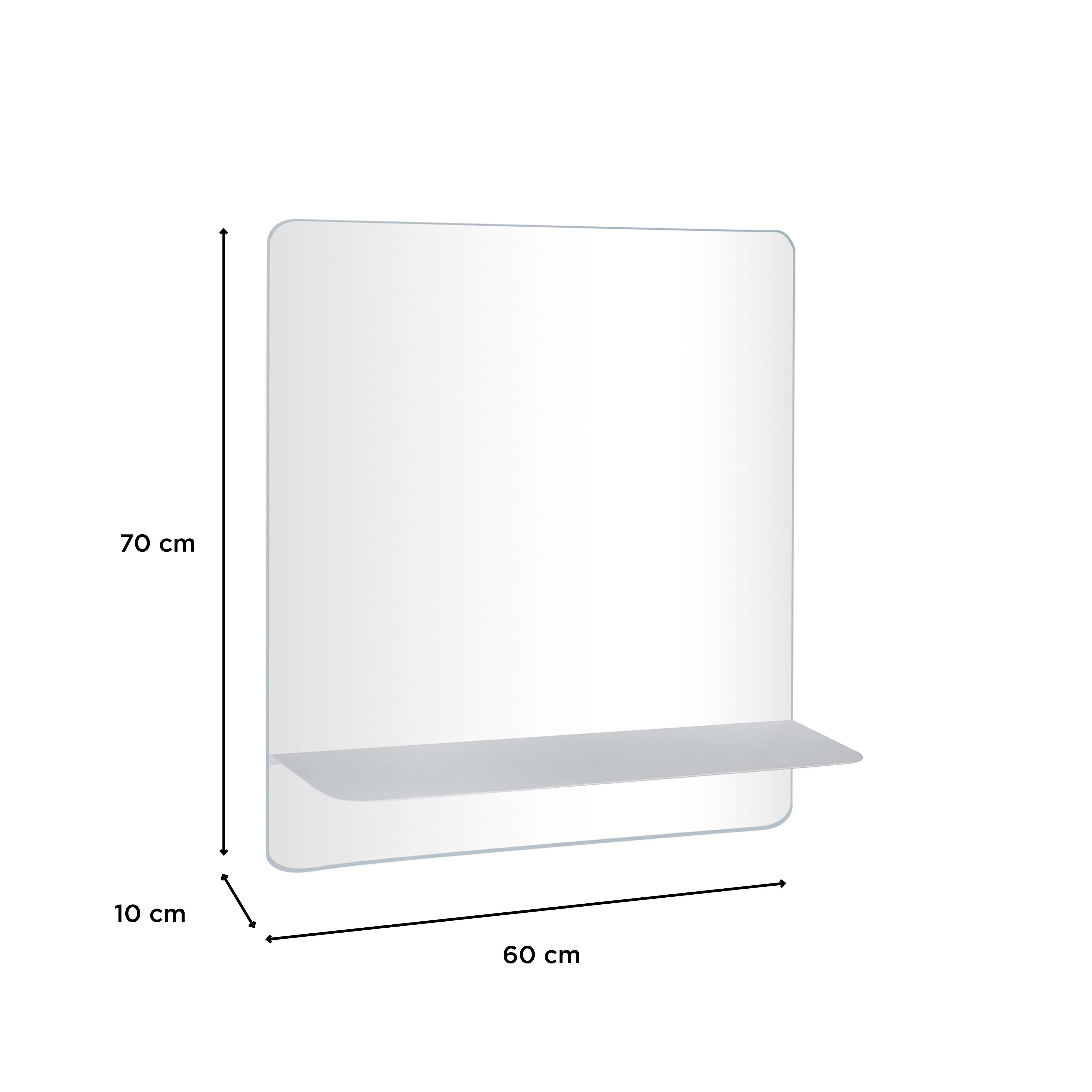 Miroir rectangulaire avec tablette blanche 60 x 70 cm SORRENTO
