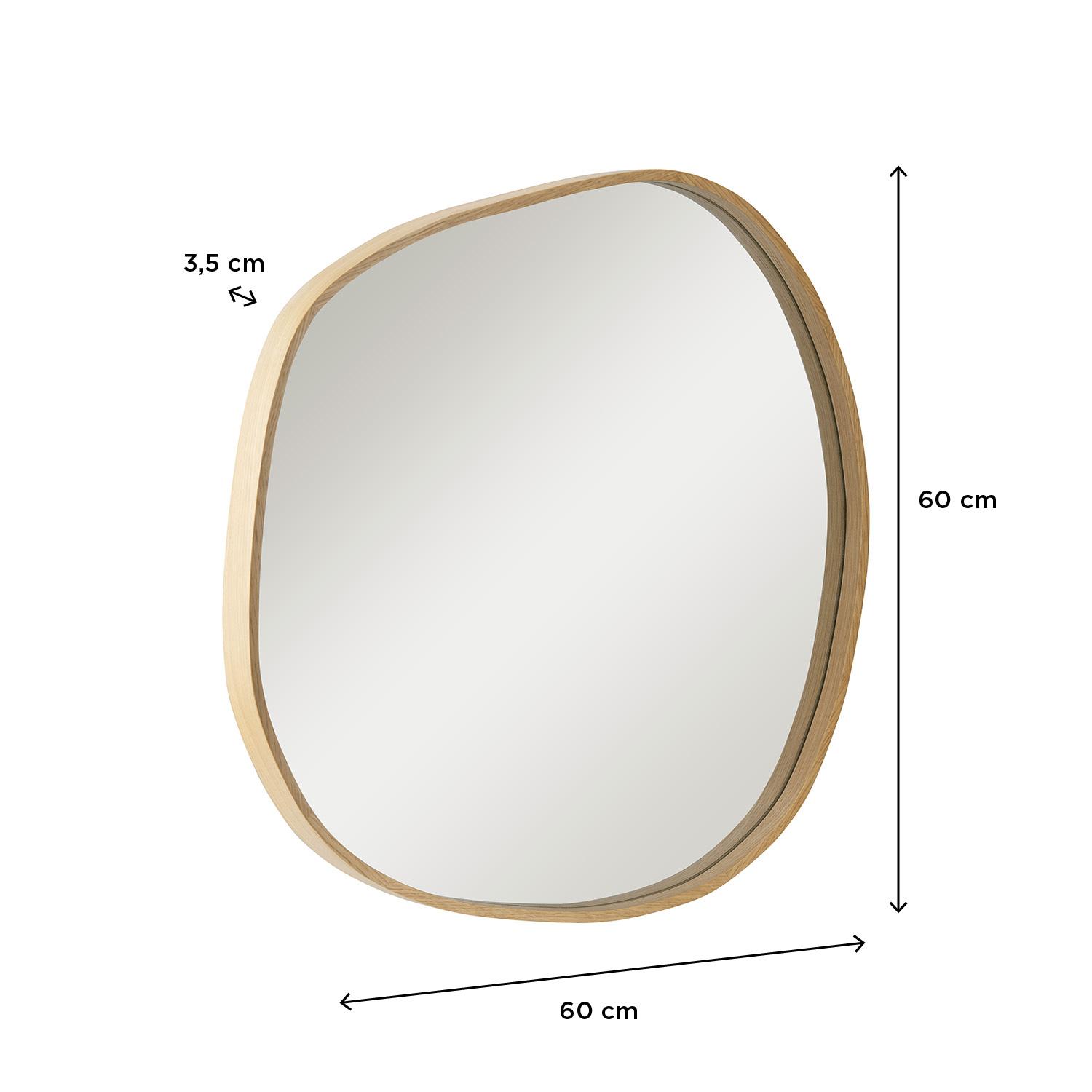 Miroir galet chêne 60x60 cm LEONIE