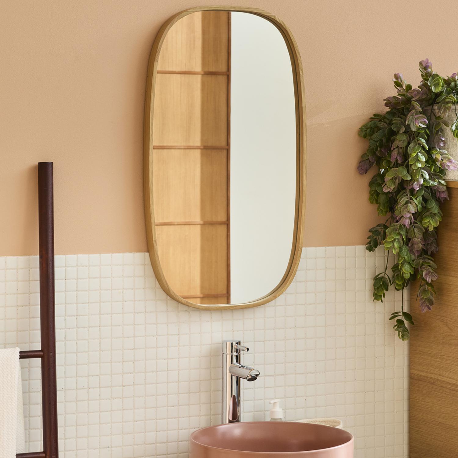 Miroir ovale chêne 40x70 cm MELOE