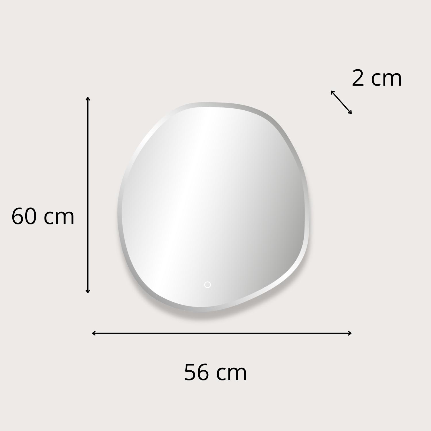 Miroir LED organique D60/80cm à bords biseautés