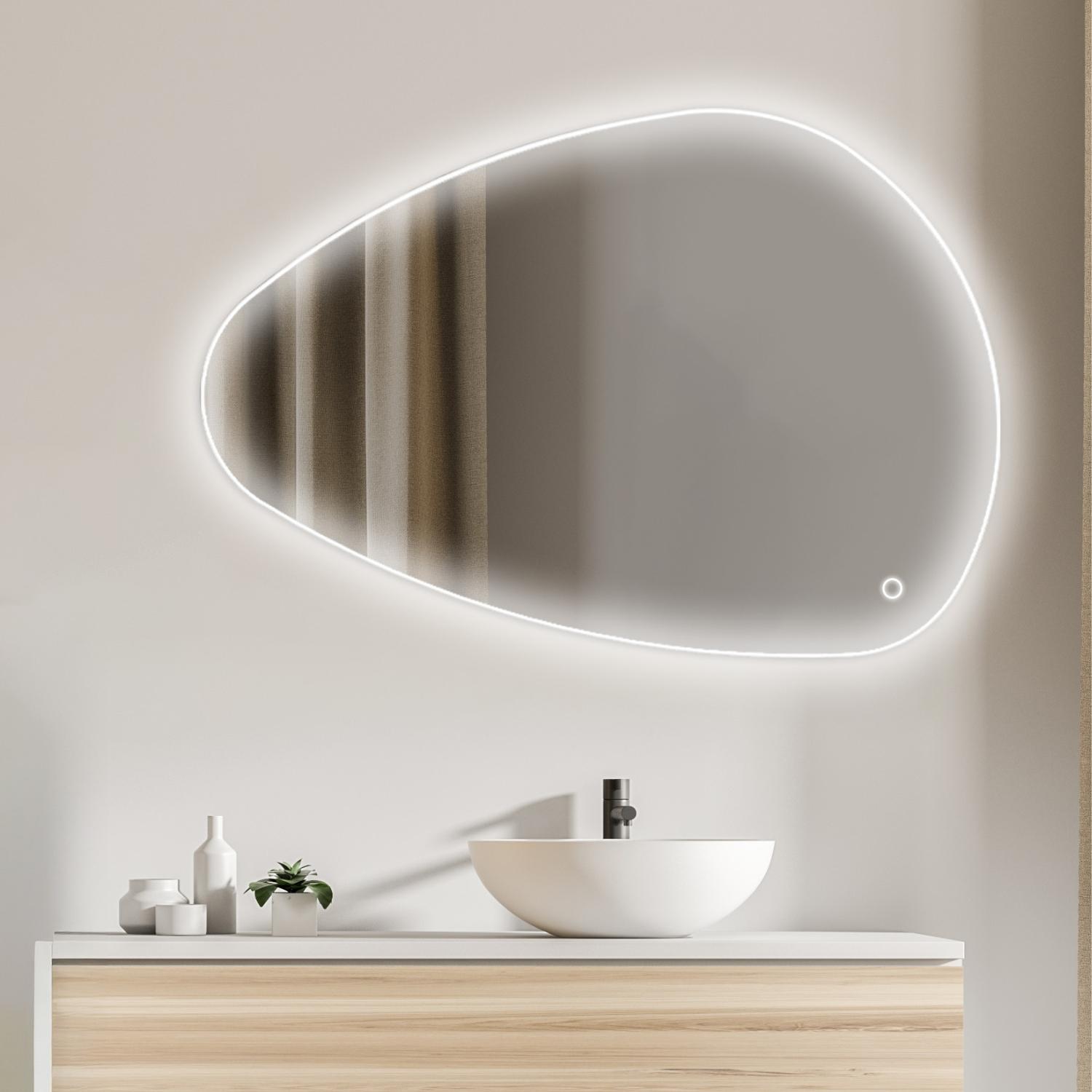 Miroir LED galet L80/120cm antibuée