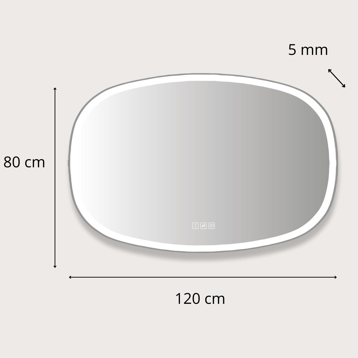 Miroir LED organique 80x120cm avec cadre rétro-éclairé