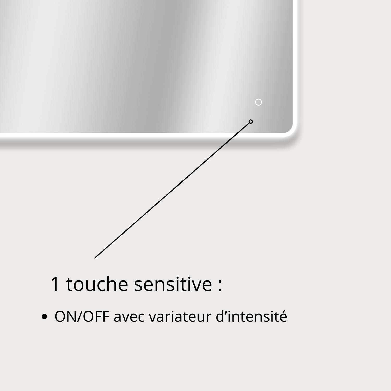 Miroir LED rectangulaire L60/80/90/120cm avec cadre rétro-éclairé