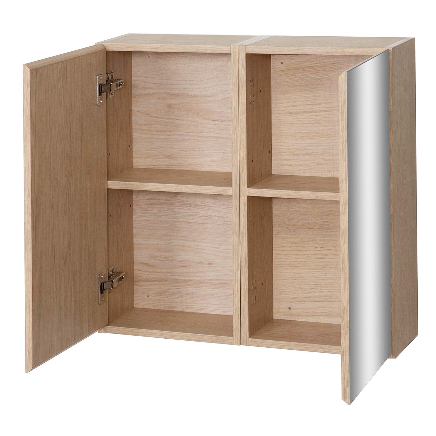 Armoire de toilette 60cm décor chêne porte + miroir