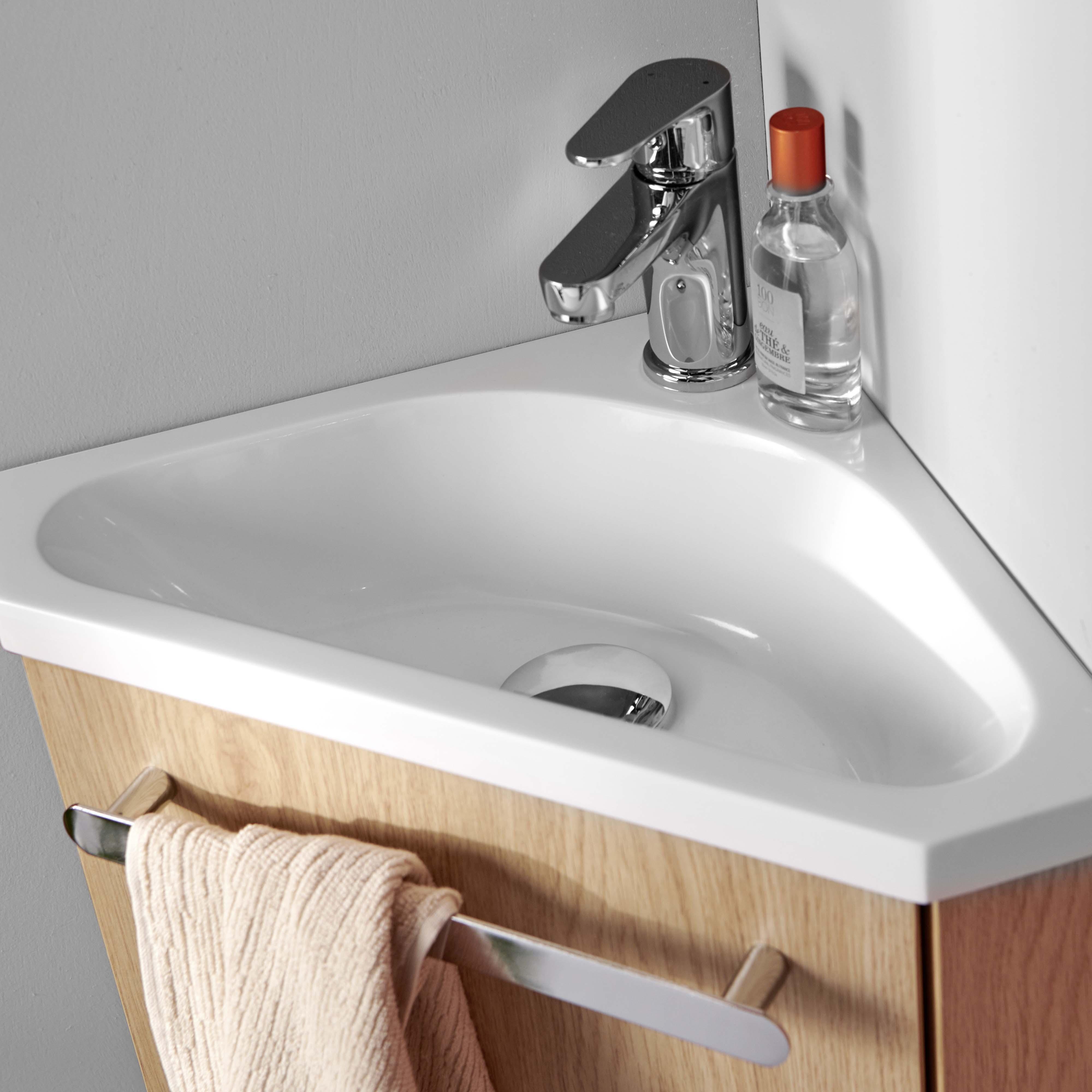 Meuble lave-mains d'angle décor chêne SKINO