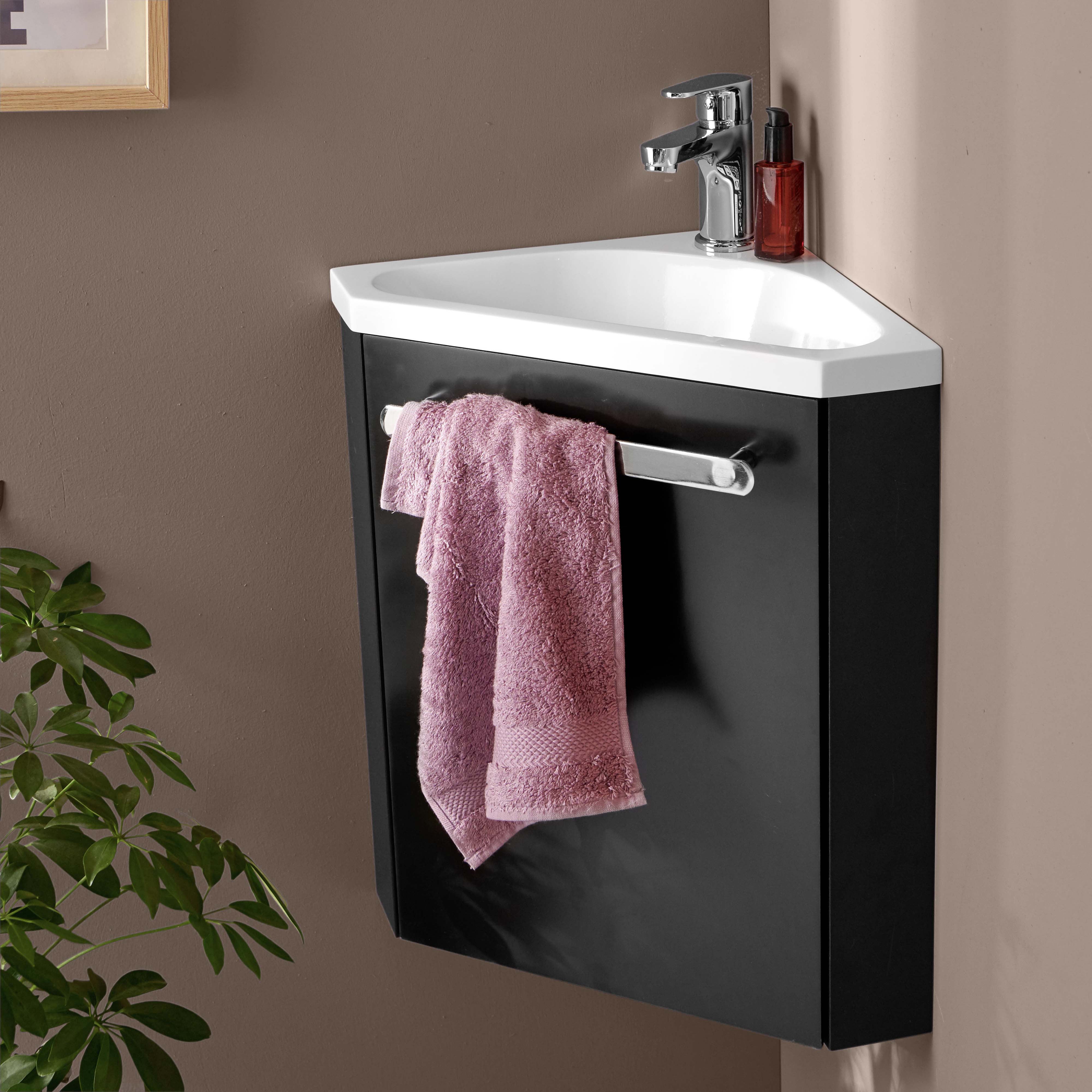 Meuble lave-mains d'angle décor chêne SKINO