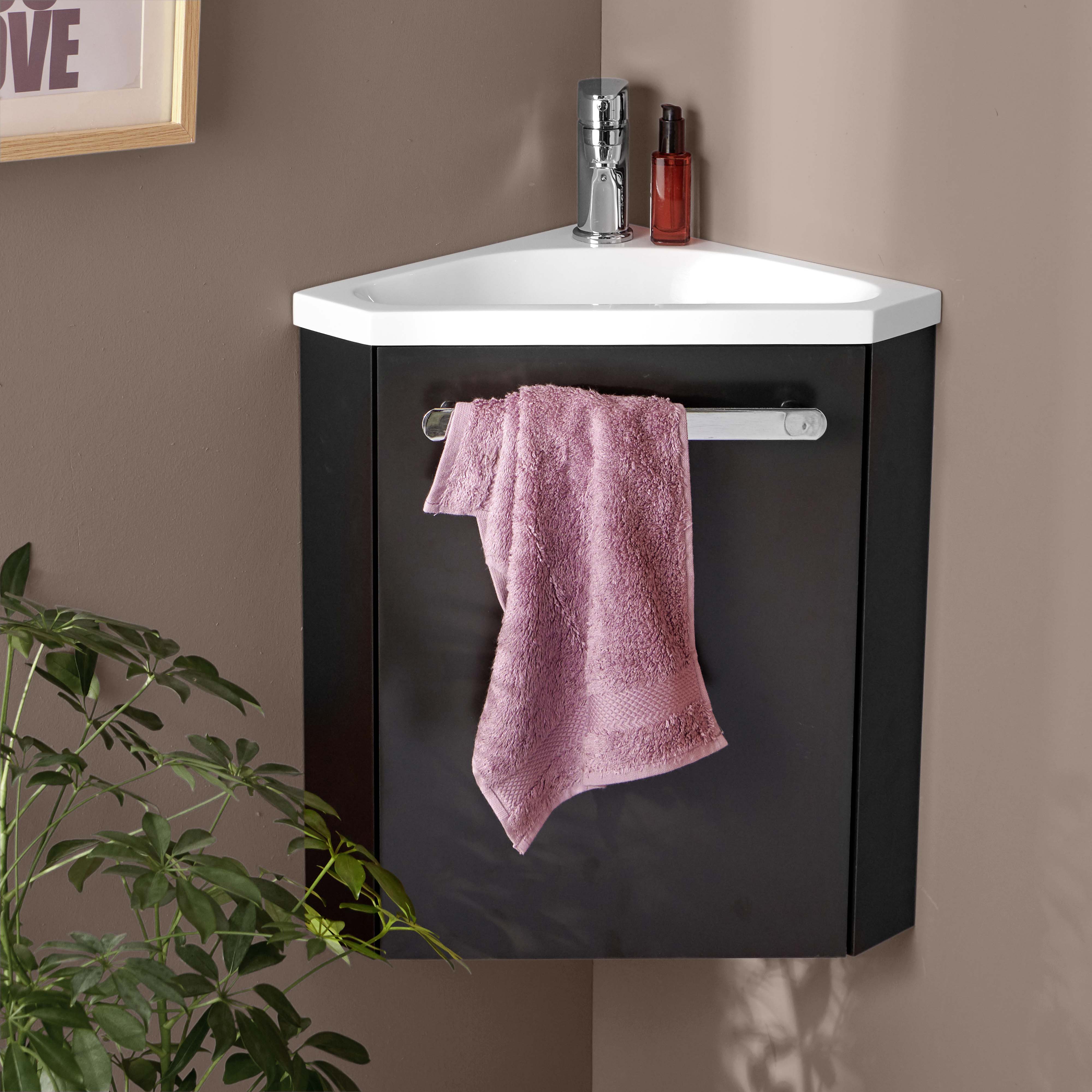Meuble lave-mains d'angle décor chêne SKINO