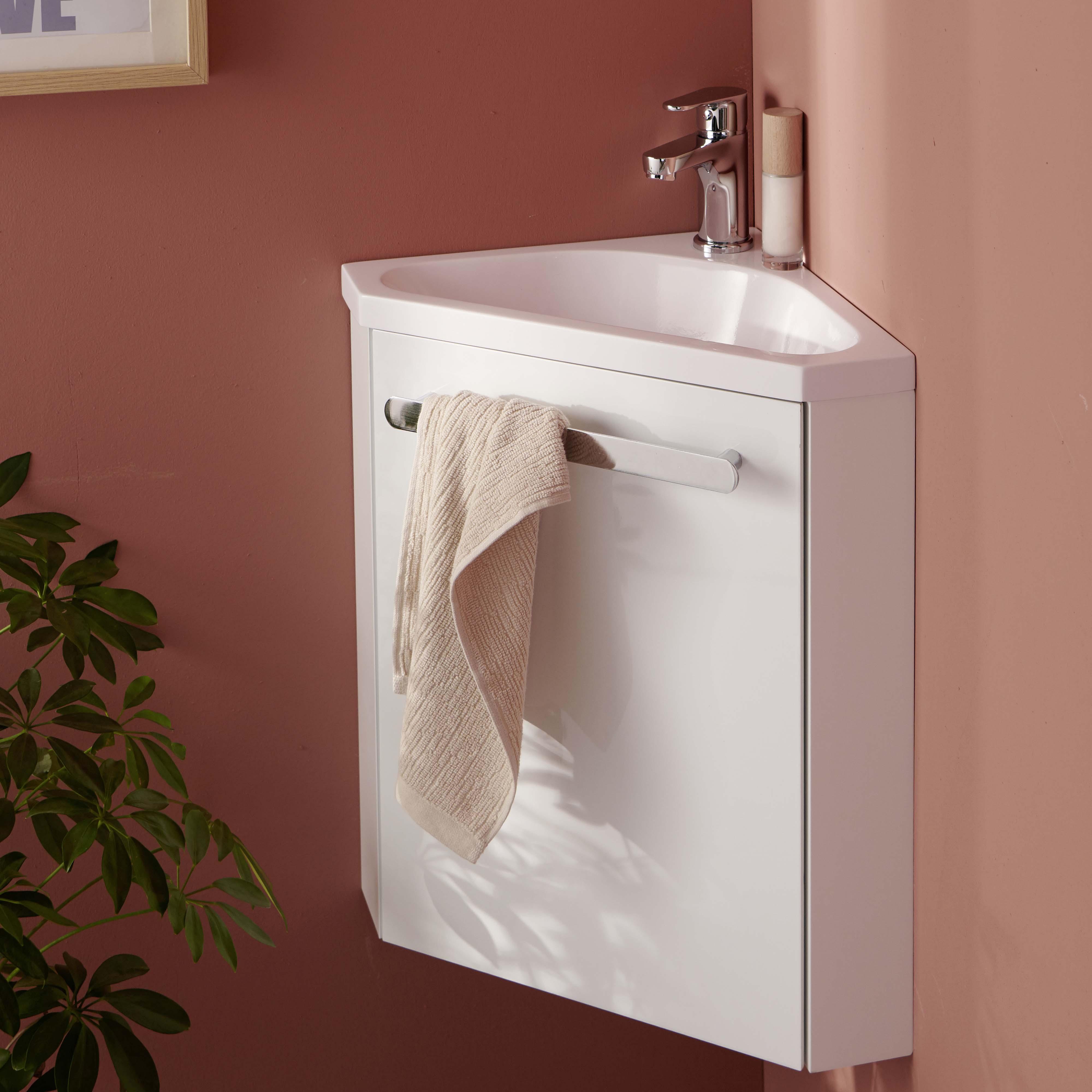 Meuble lave-mains d'angle décor chêne SKINO
