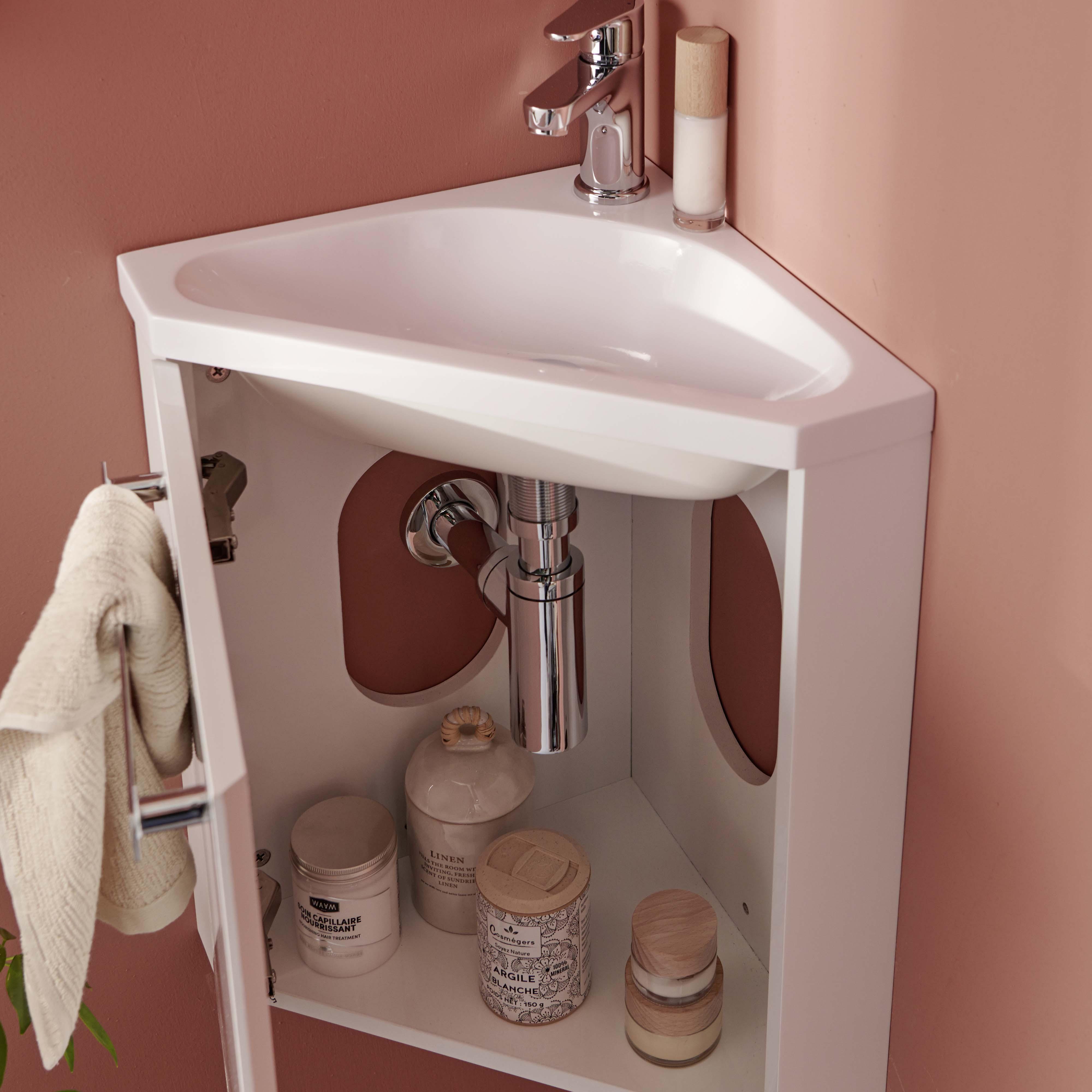 Meuble lave-mains d'angle décor chêne SKINO