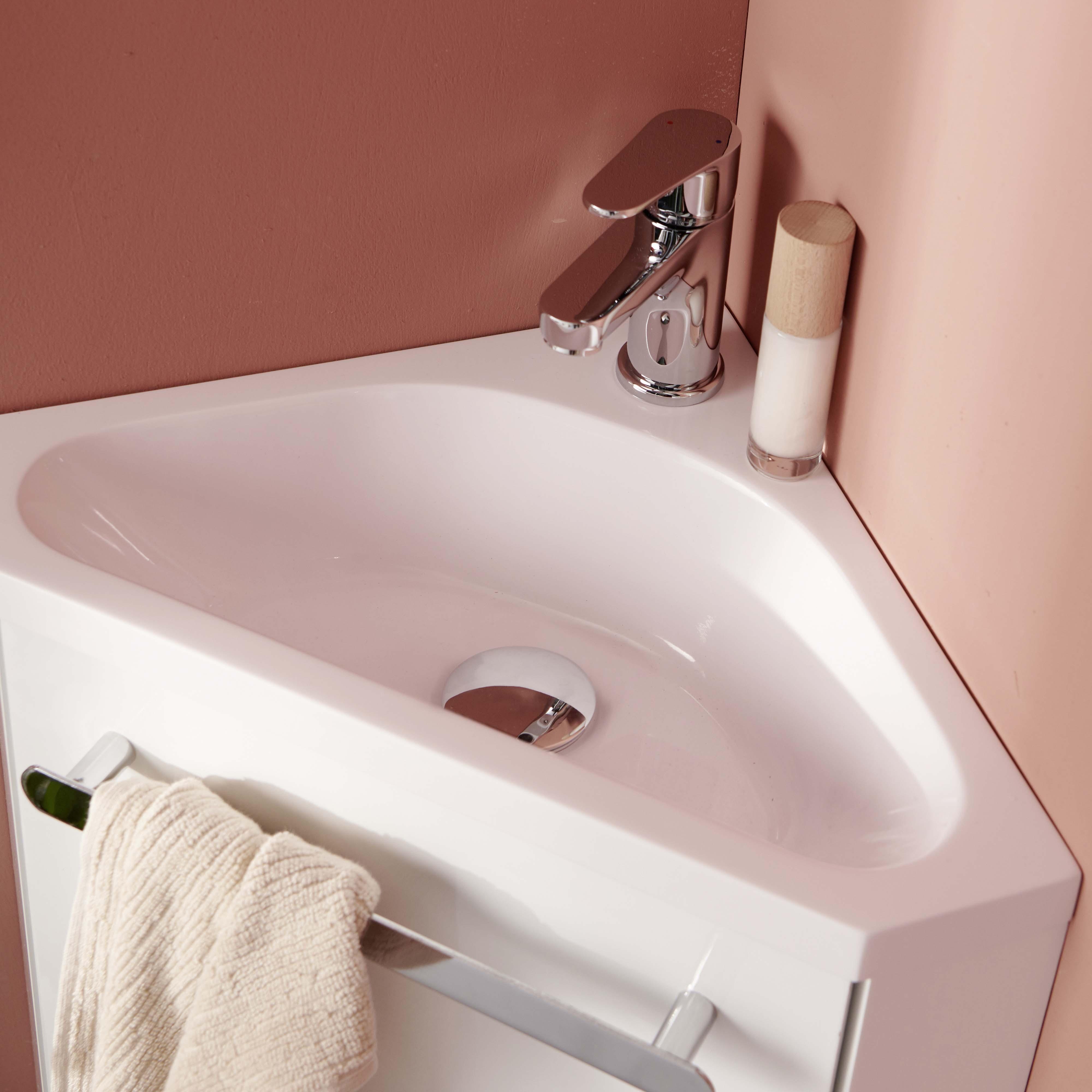 Meuble lave-mains d'angle décor chêne SKINO