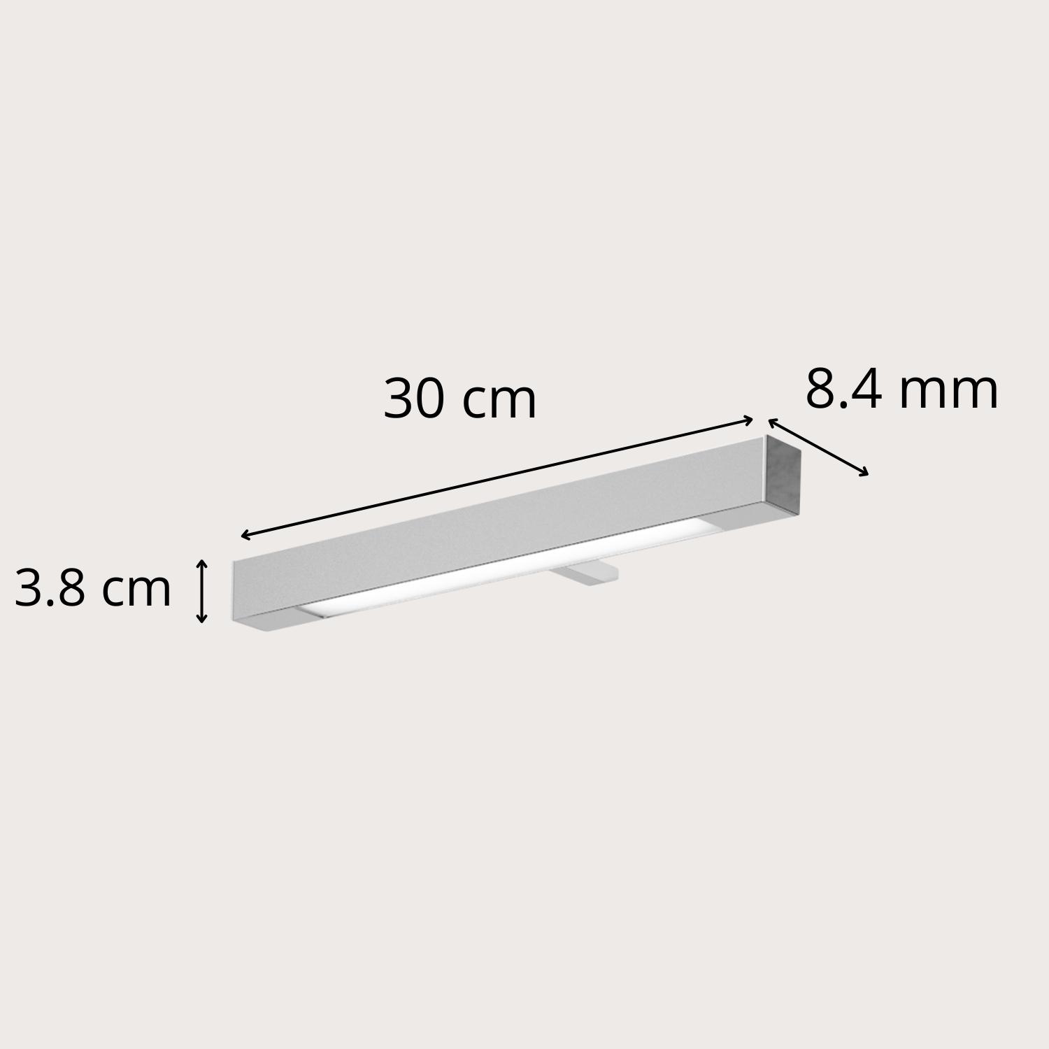 Spot LED chromé rectangulaire  en plastique 30cm