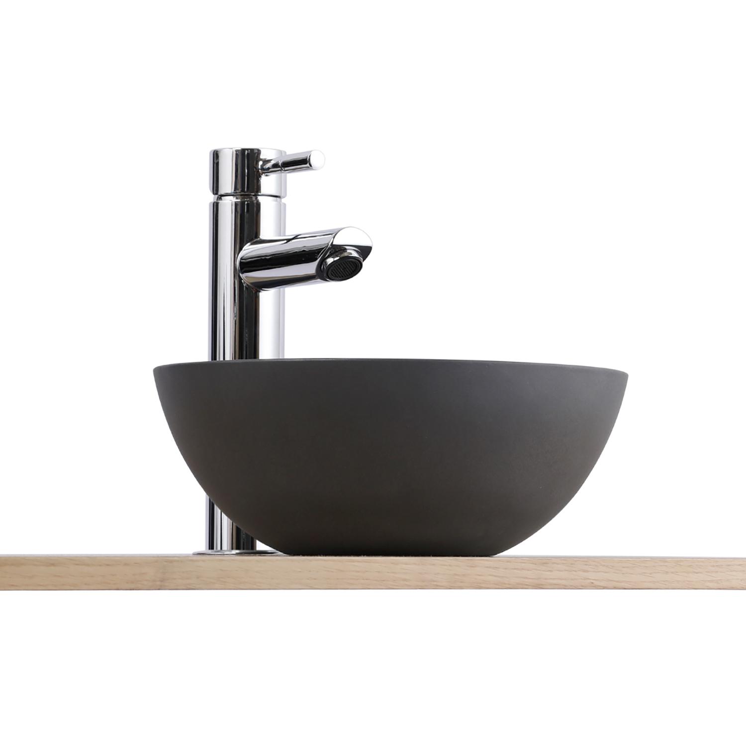 Vasque lave-mains à poser ronde en béton gris 26cm