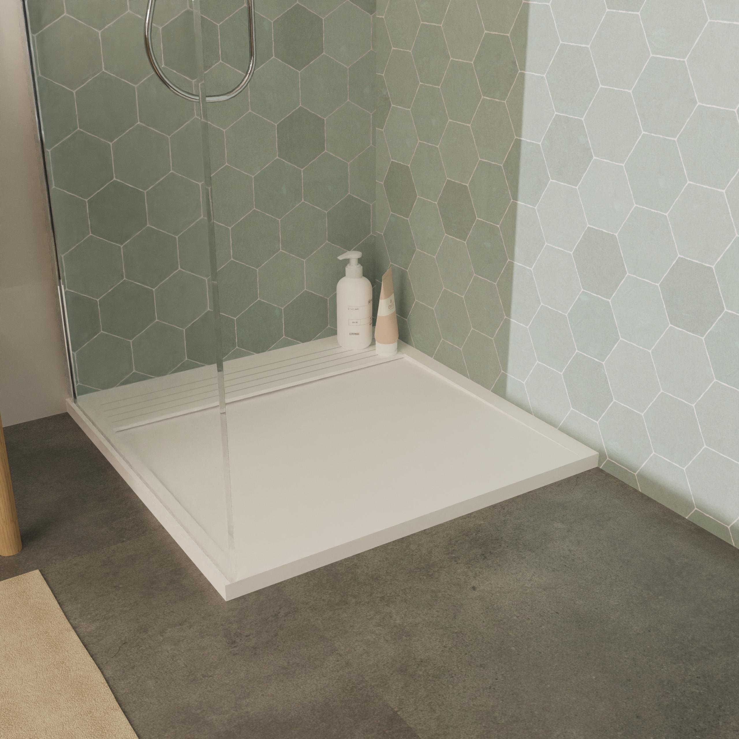 Receveur de douche 100x80 cm en béton blanc