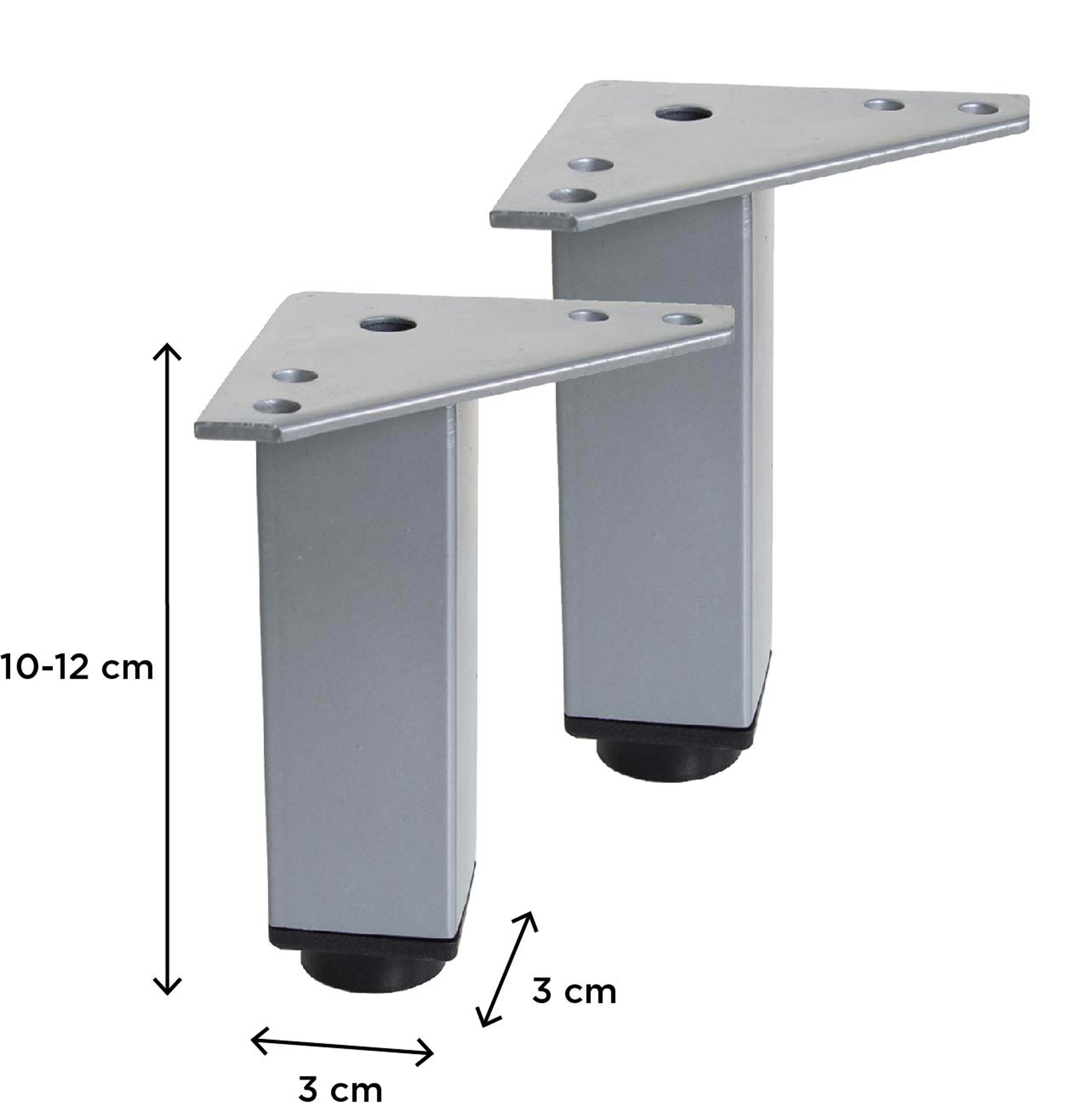 Pieds réglables WILL - Jeu de 2 pieds réglables pour Meuble de Salle de Bain - Noir Mat