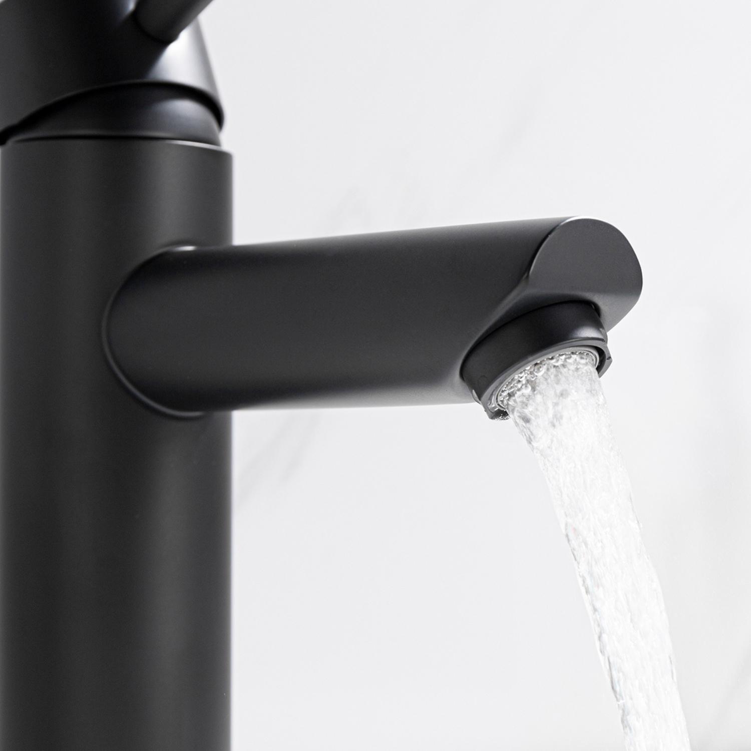 Robinet de salle de bain mitigeur bec haut noir H29.7cm