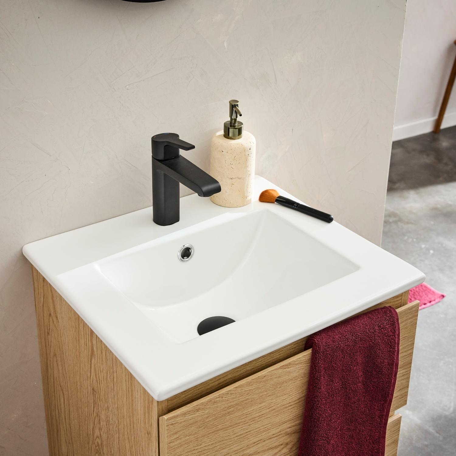 Robinet de salle de bain mitigeur bec bas noir H16cm