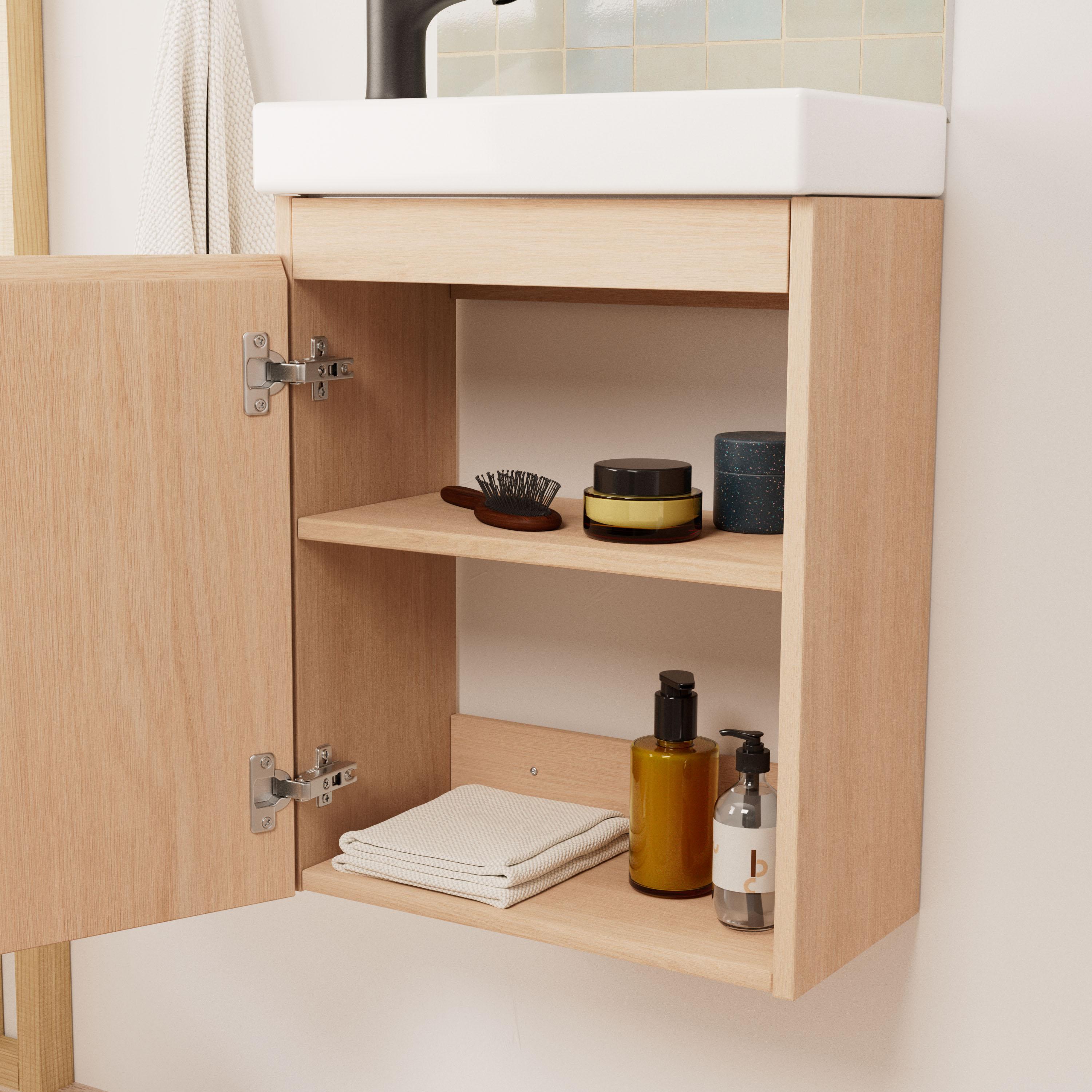 Ensemble lave-mains suspendu + robinet noir + miroir ovale