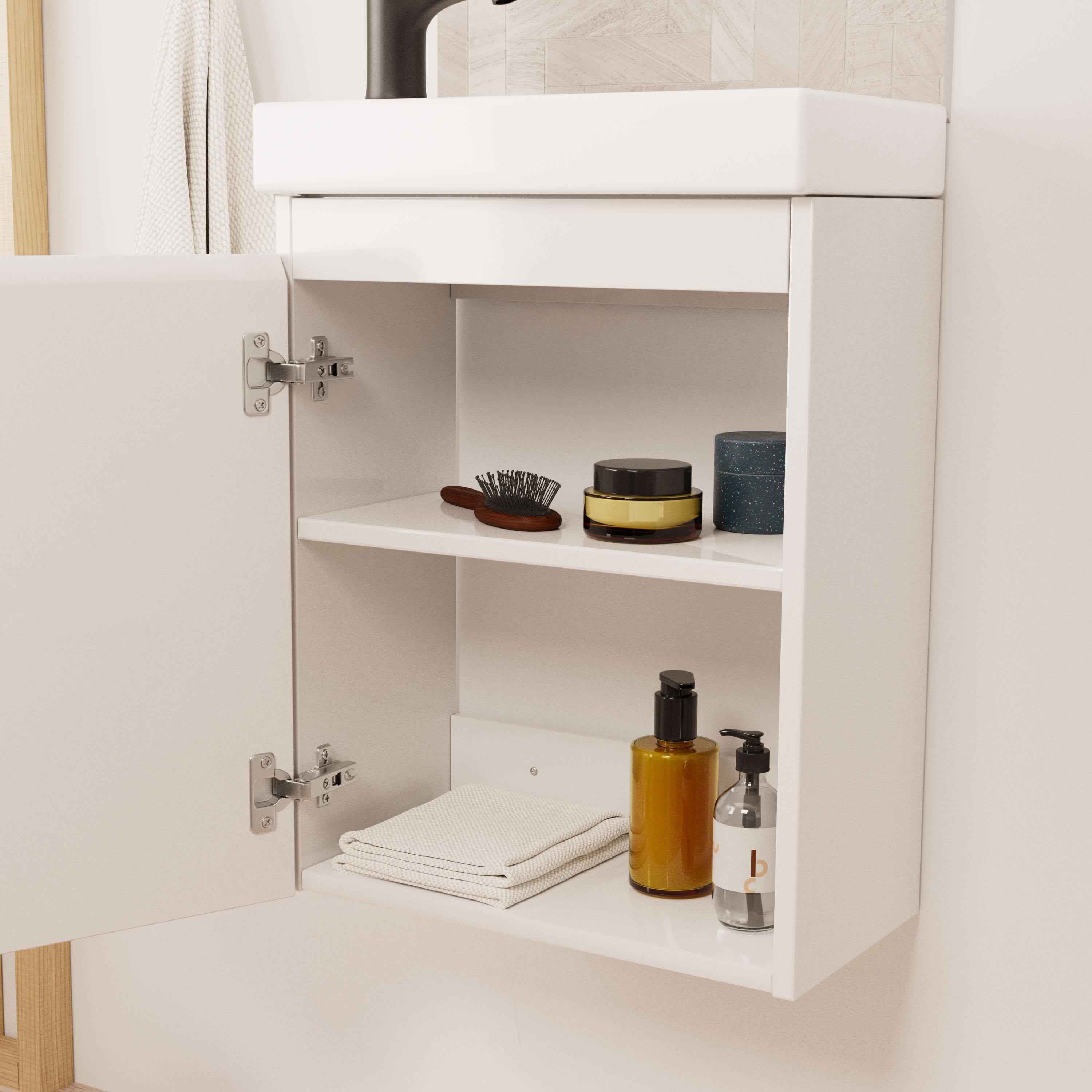 Ensemble lave-mains suspendu + miroir tablette