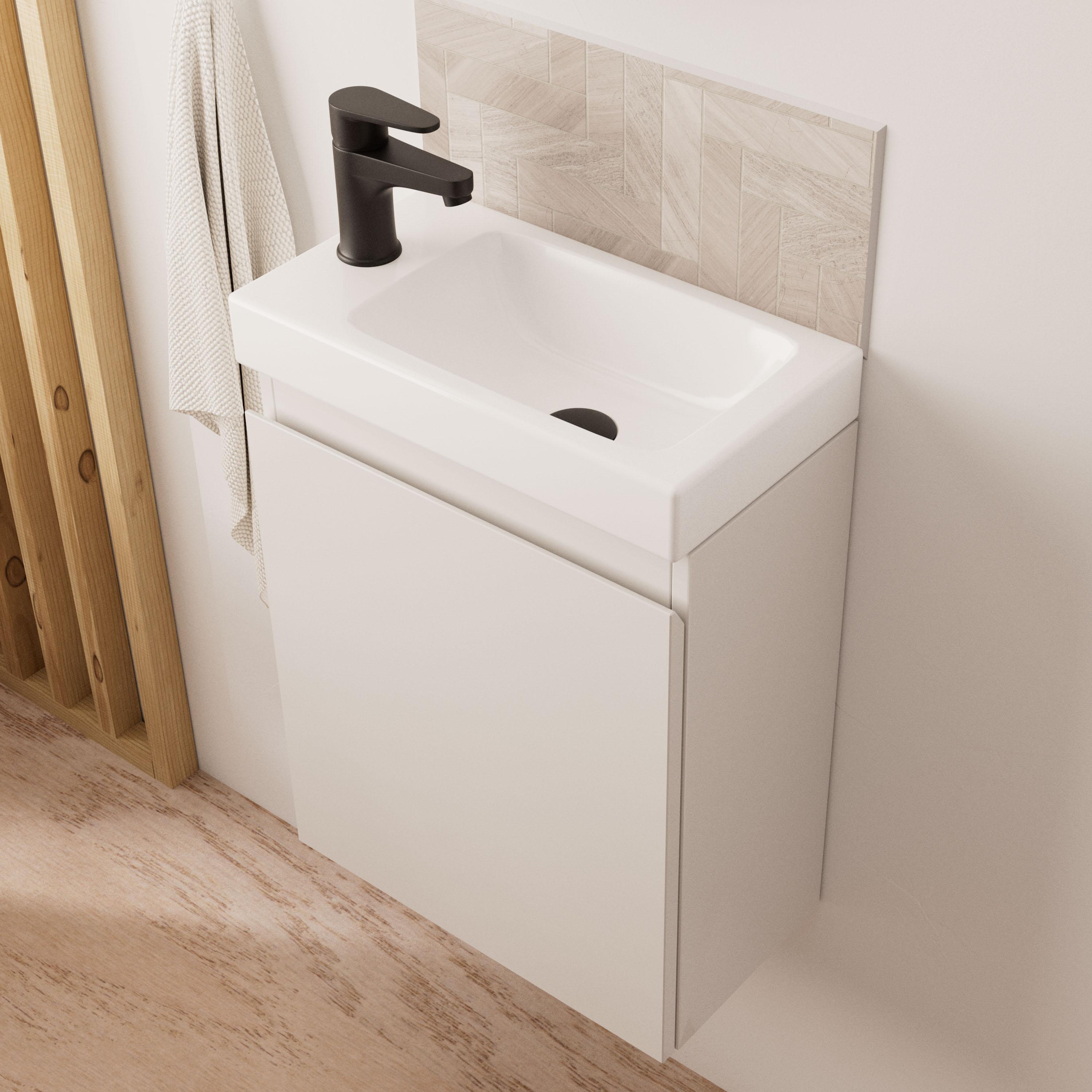 Ensemble lave-mains suspendu + miroir tablette