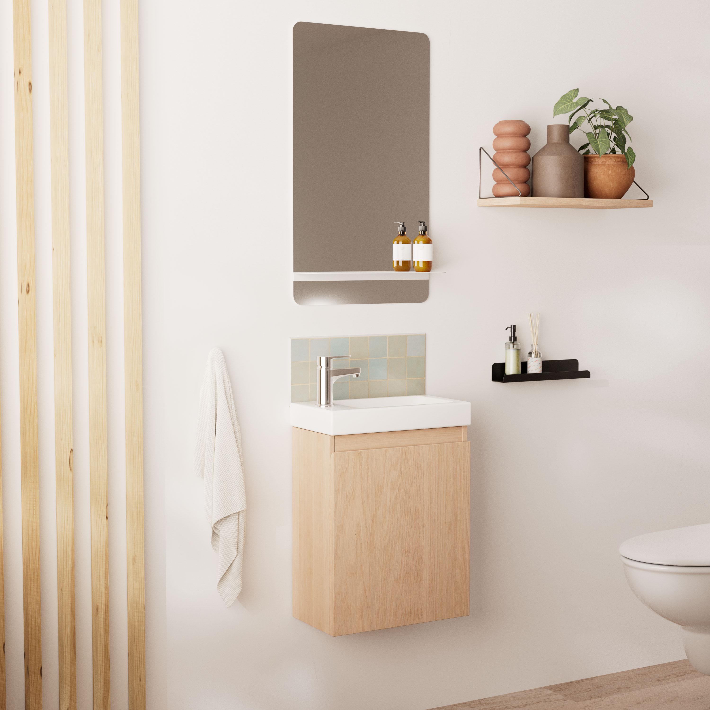 Ensemble lave-mains suspendu + miroir tablette