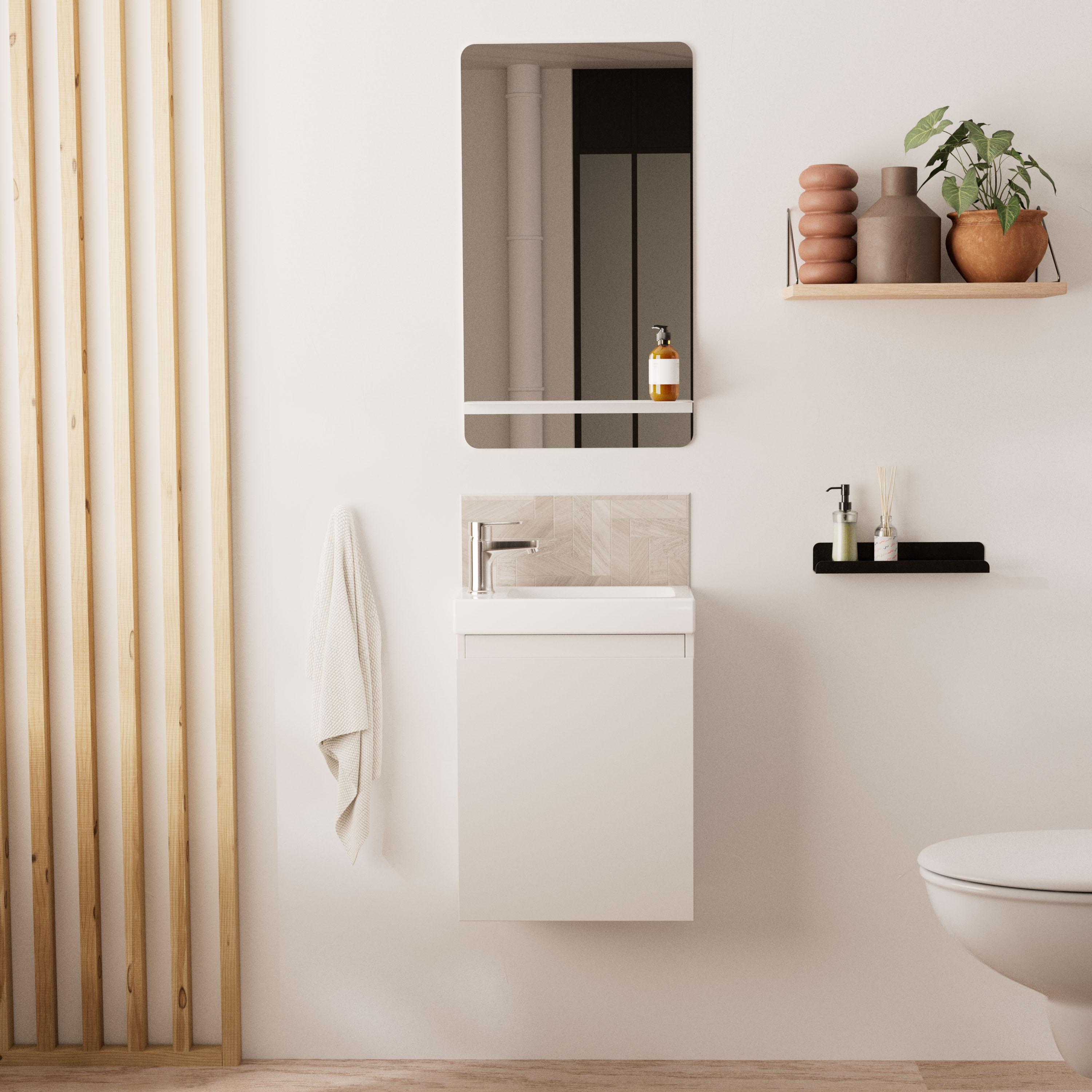 Ensemble lave-mains suspendu + miroir tablette
