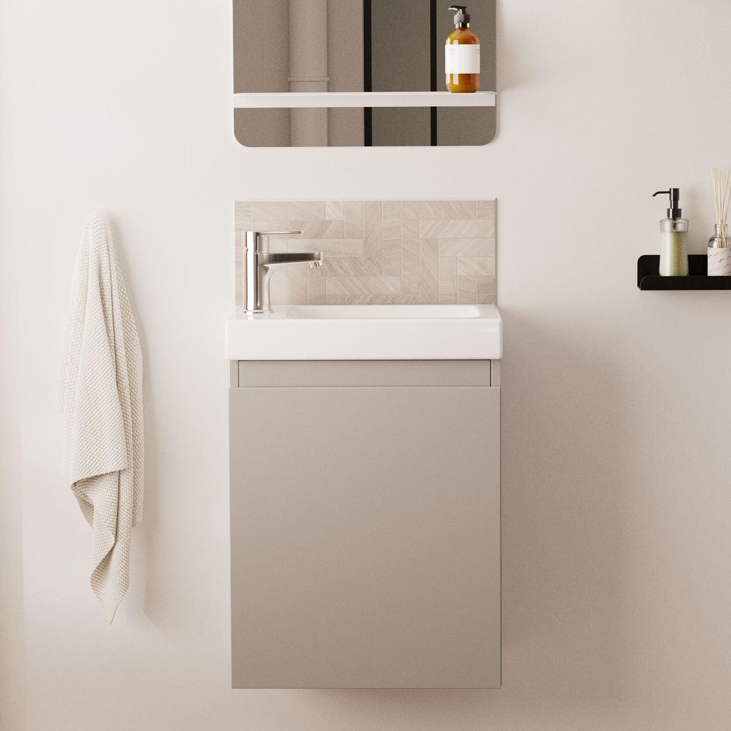 Meuble lave-mains suspendu avec vasque céramique