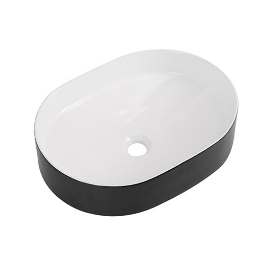 Vasque à poser ovale bicolore blanc intérieur noir extérieur 50cm YDRA.