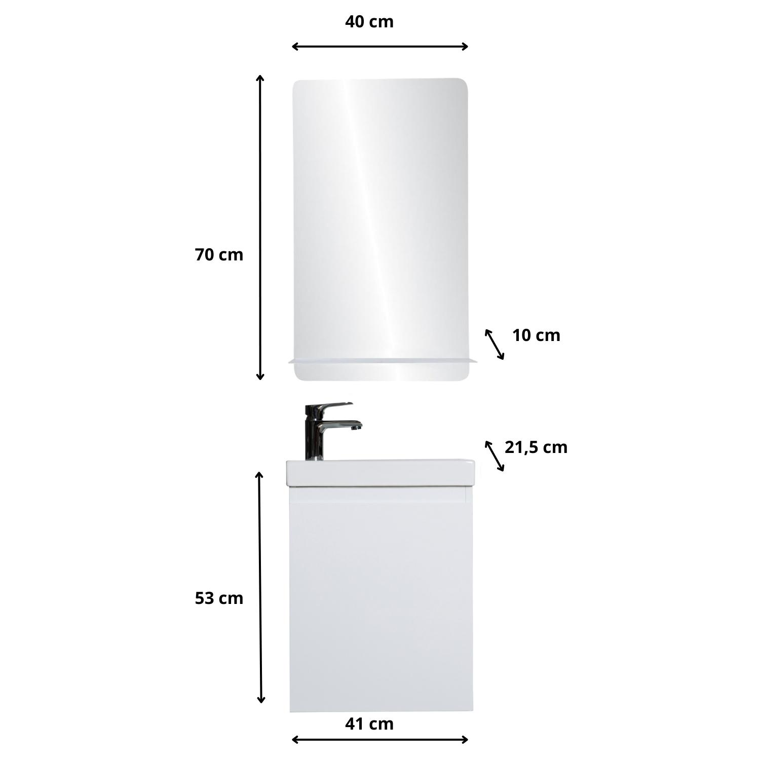 Ensemble meuble lave-mains LISA + Robinet TAP + Miroir SIMONA