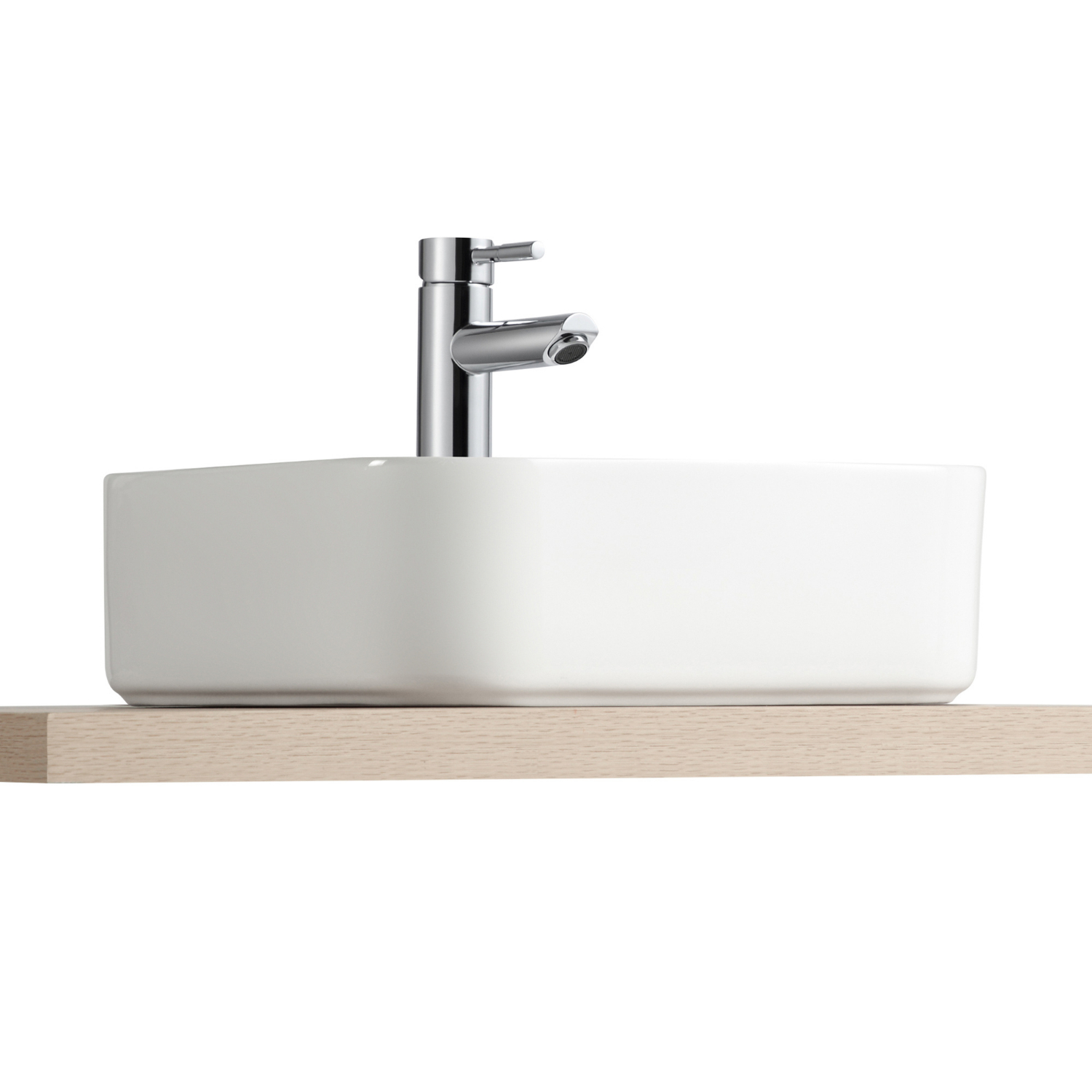 Petite vasque à poser carrée blanche 37cm KALI avec trou pour robinet.