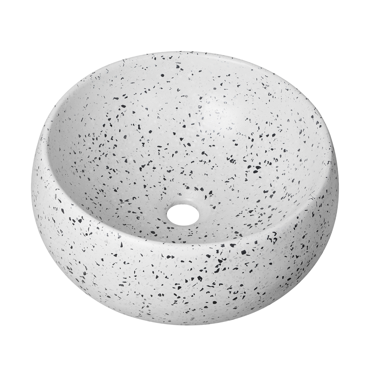 Vasque à poser ronde en terrazzo gris et blanc 40cm ZOLI style naturel.