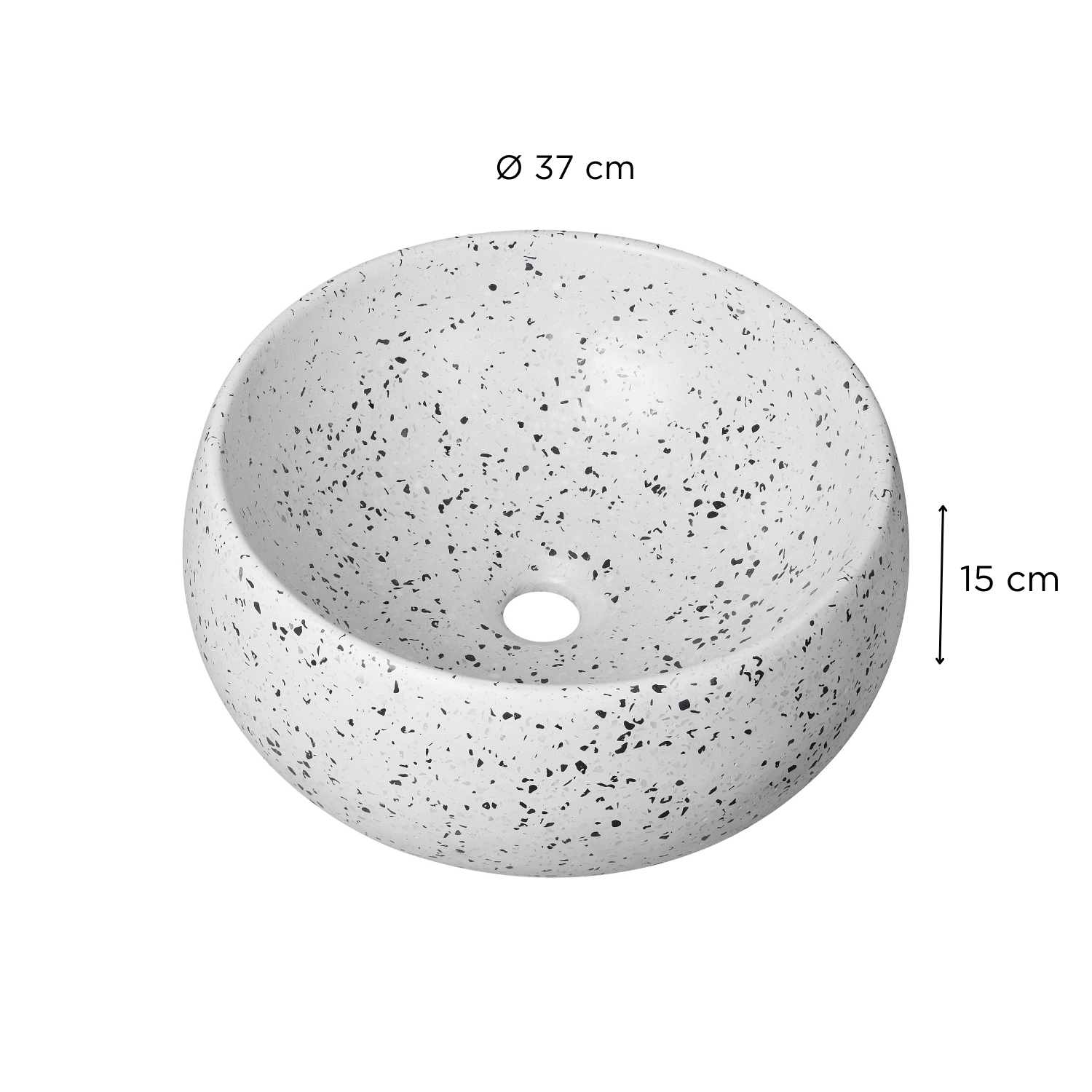 Vasque à poser ronde en terrazzo gris et blanc 40cm ZOLI style naturel.
