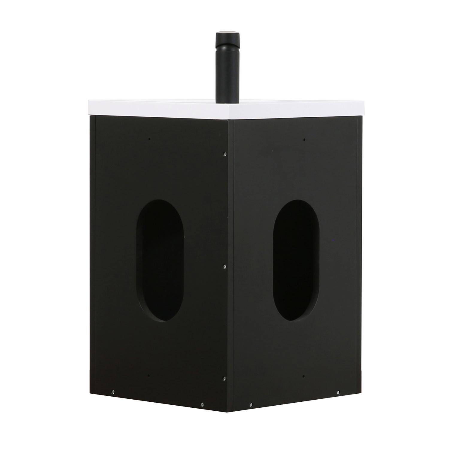 Ensemble meuble lave-mains d'angle décor chêne vasque noire SKINO avec robinet noir