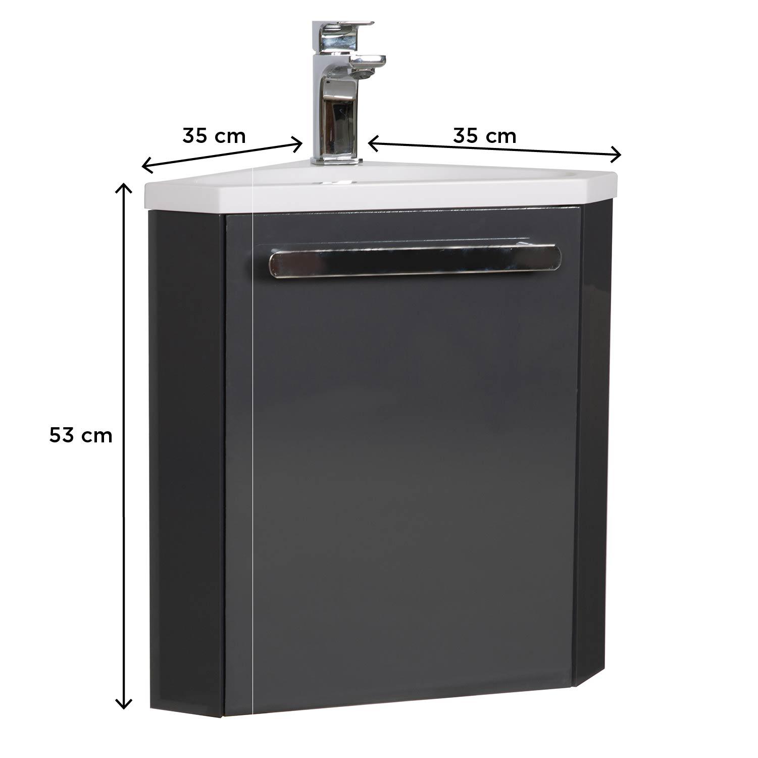 Ensemble meuble lave-mains d'angle blanc SKINO avec robinet chromé