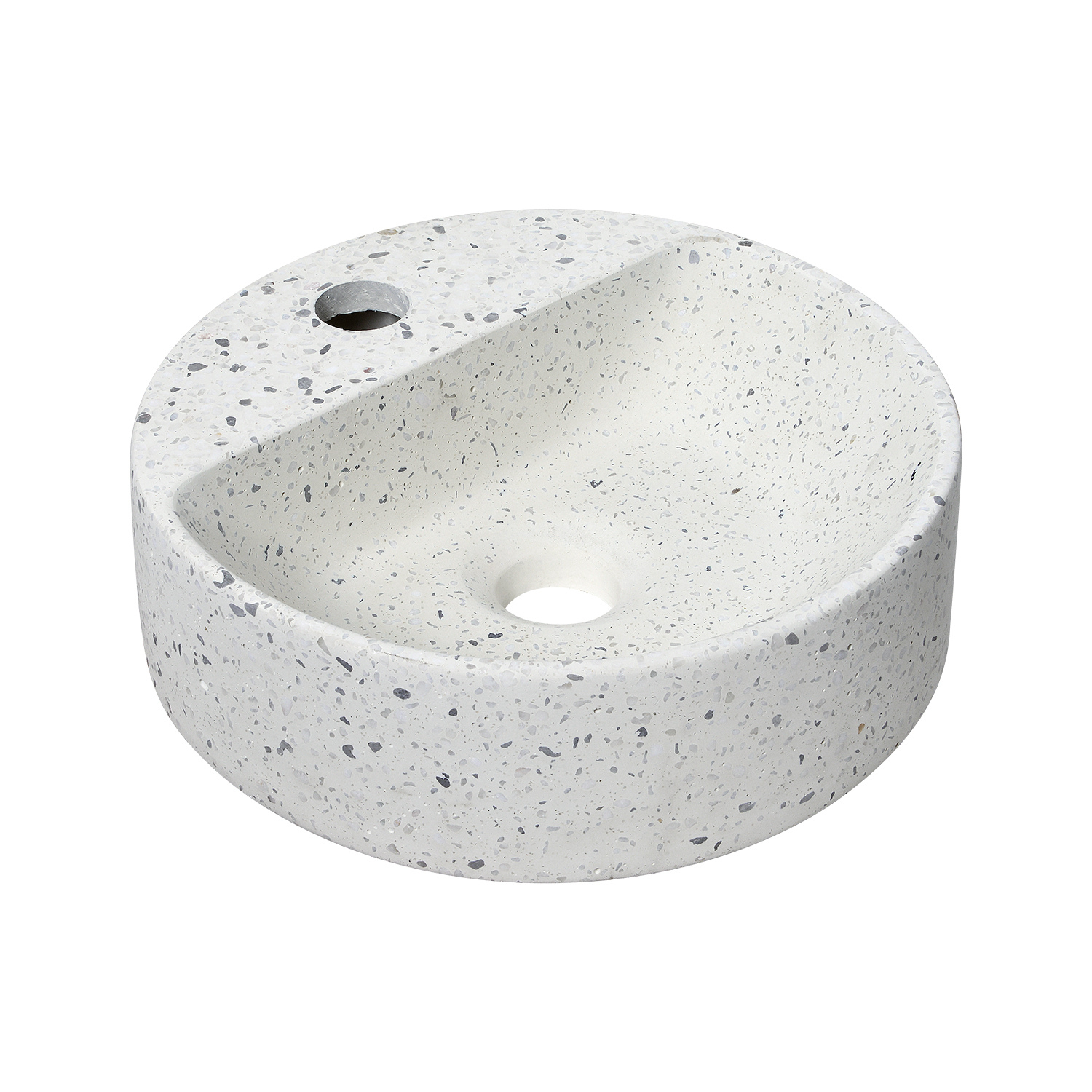 Petit lave-mains rond suspendu en terrazzo gris 30cm IZIA.
