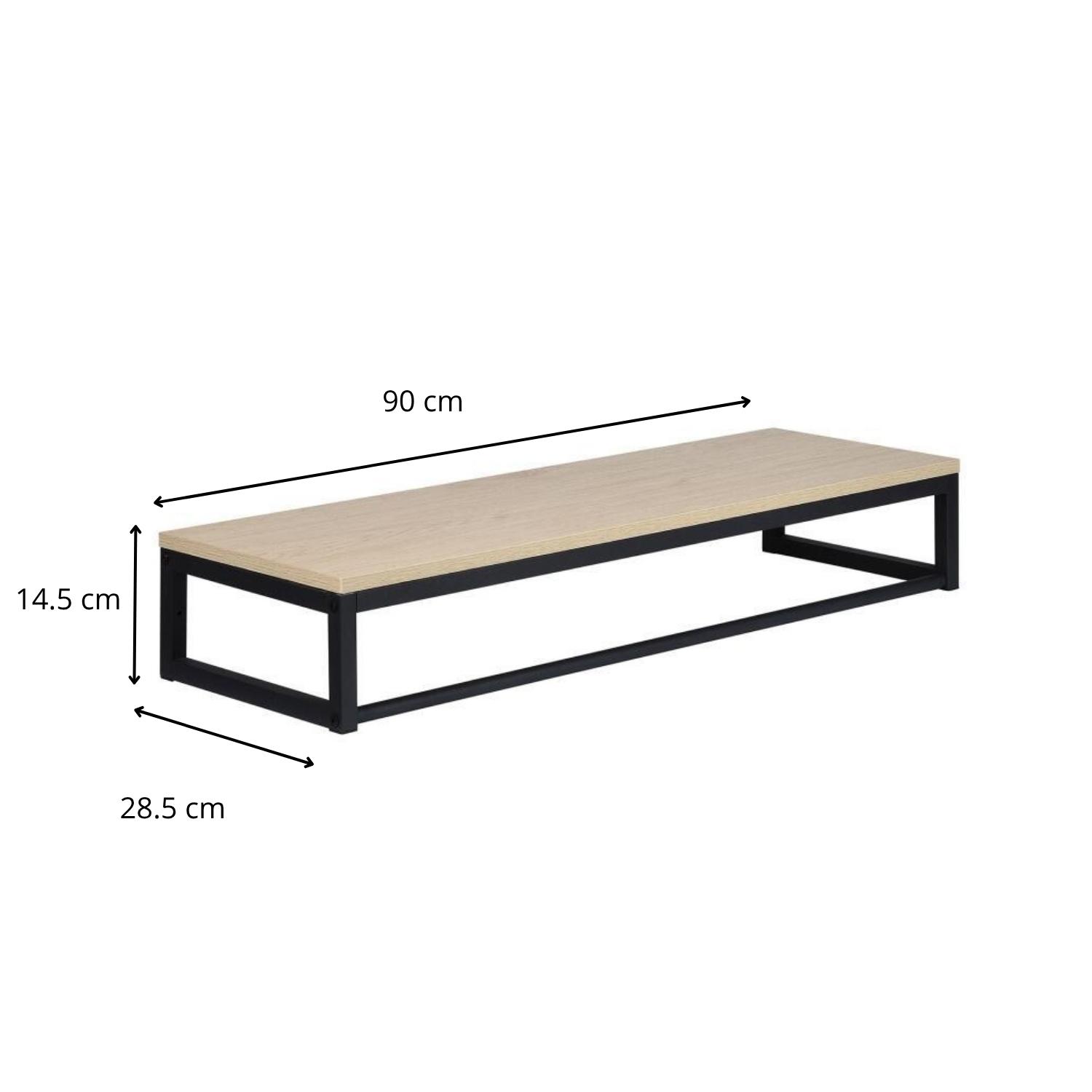Etagère penderie murale bois et métal noir 90x28,5cm