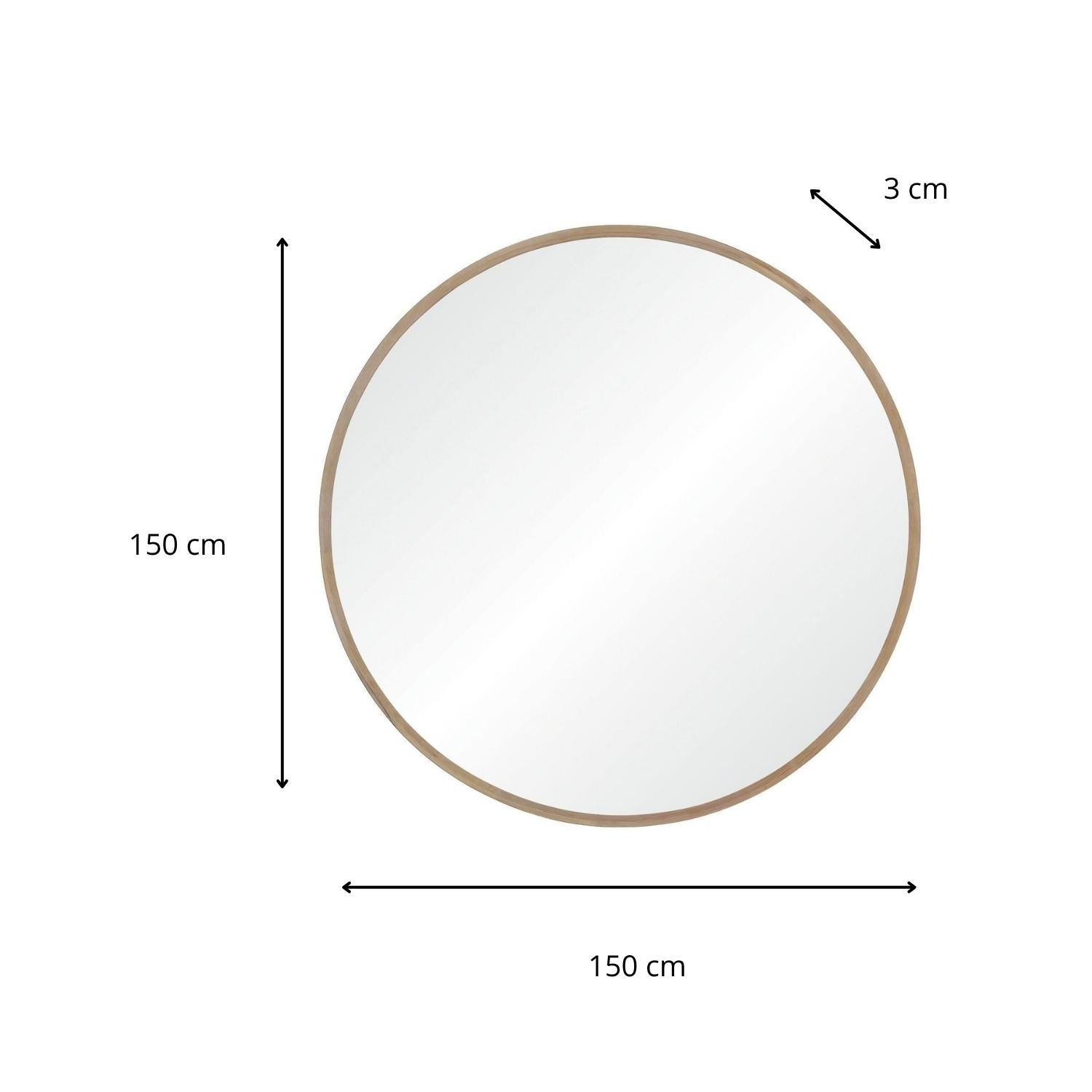 Miroir XXL rond en chêne 150 cm FAB