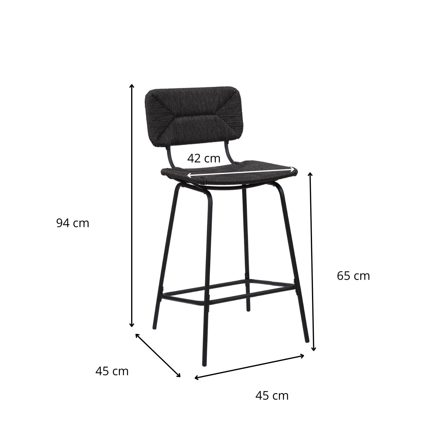 Lot de 2 tabourets d'ilot et bar 65 cm en rotin synthétique et métal