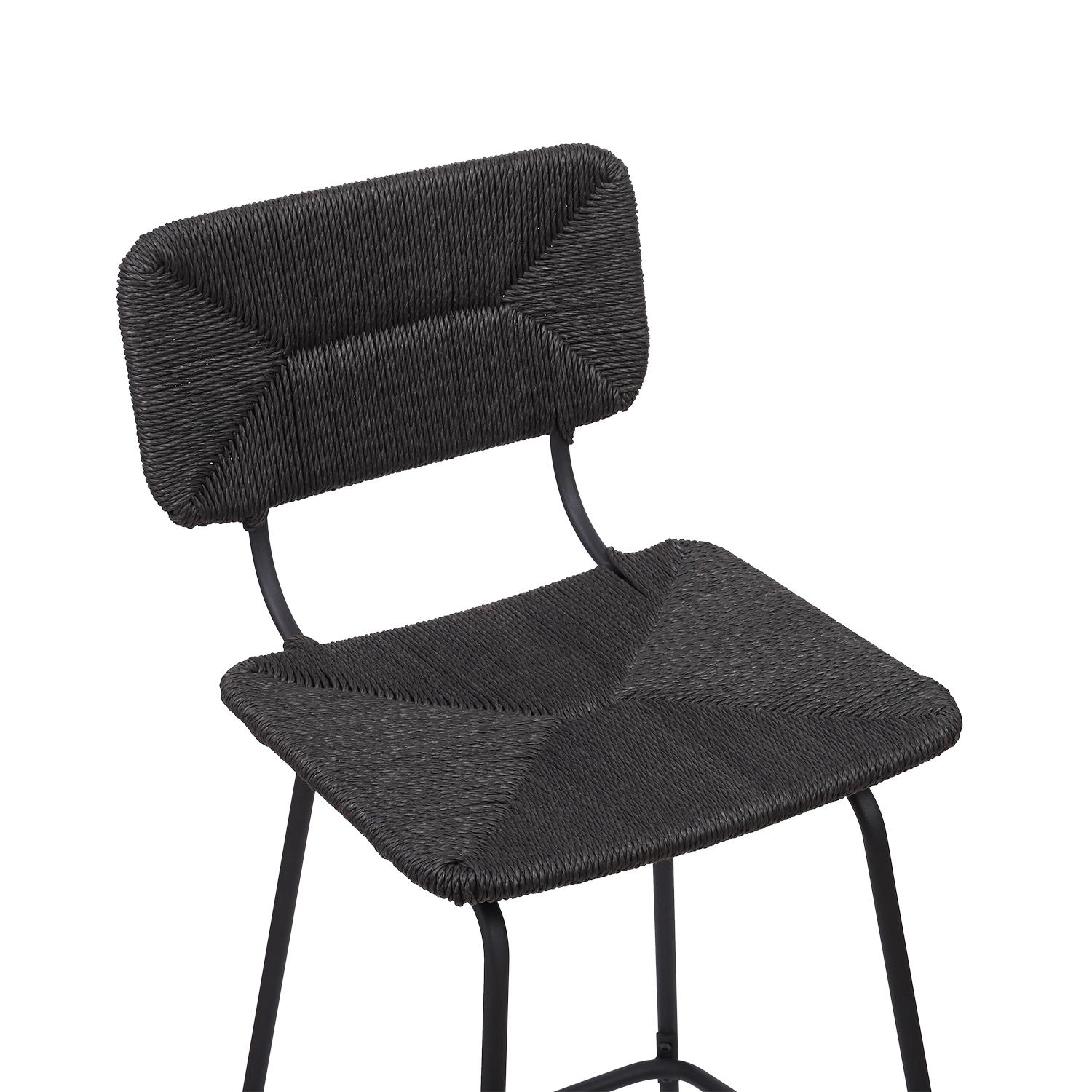 Lot de 2 tabourets d'ilot et bar 65 cm en rotin synthétique et métal